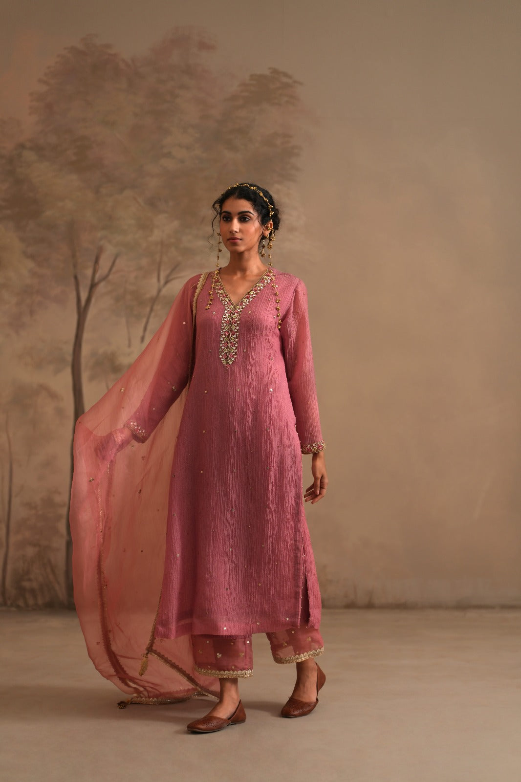 Rosebud Pink Heer Vrinda Straight Kurta Set