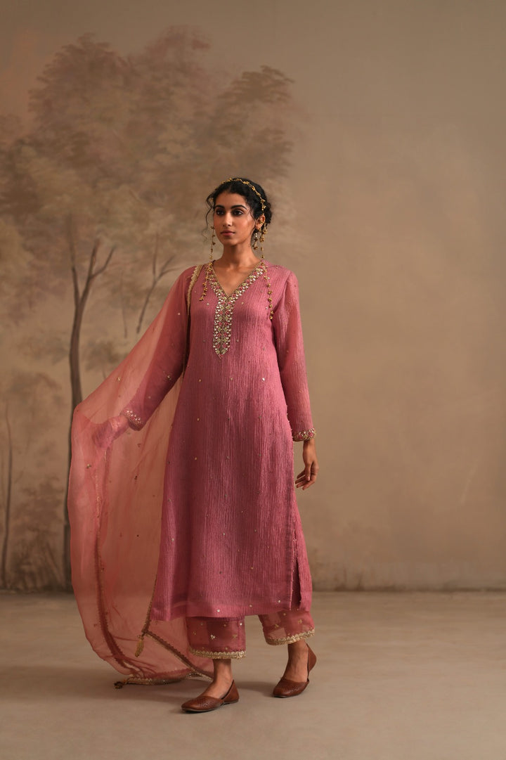 Rosebud Pink Heer Vrinda Straight Kurta Set