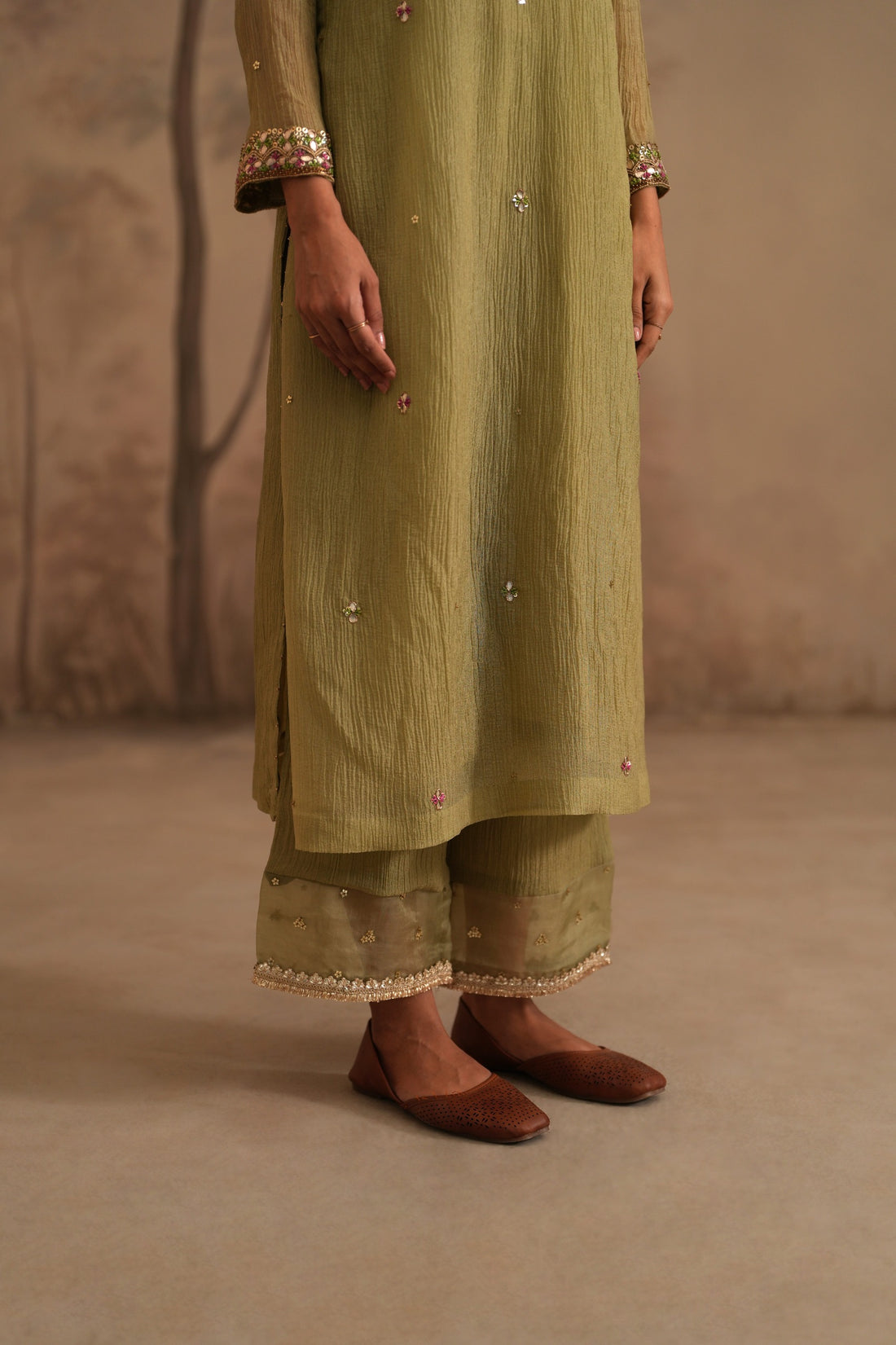 Olive Green Heer Vanya Straight Kurta