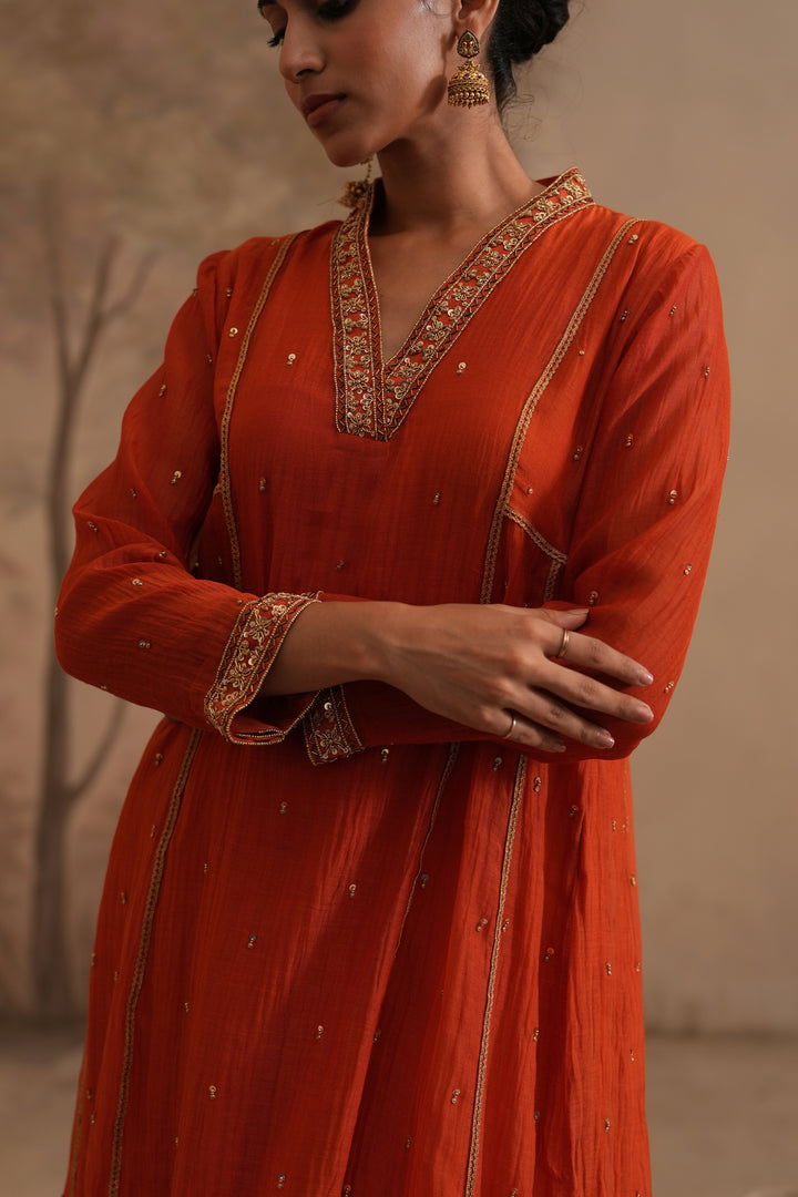 Qala Ritika Shawl Collar Aline Set
