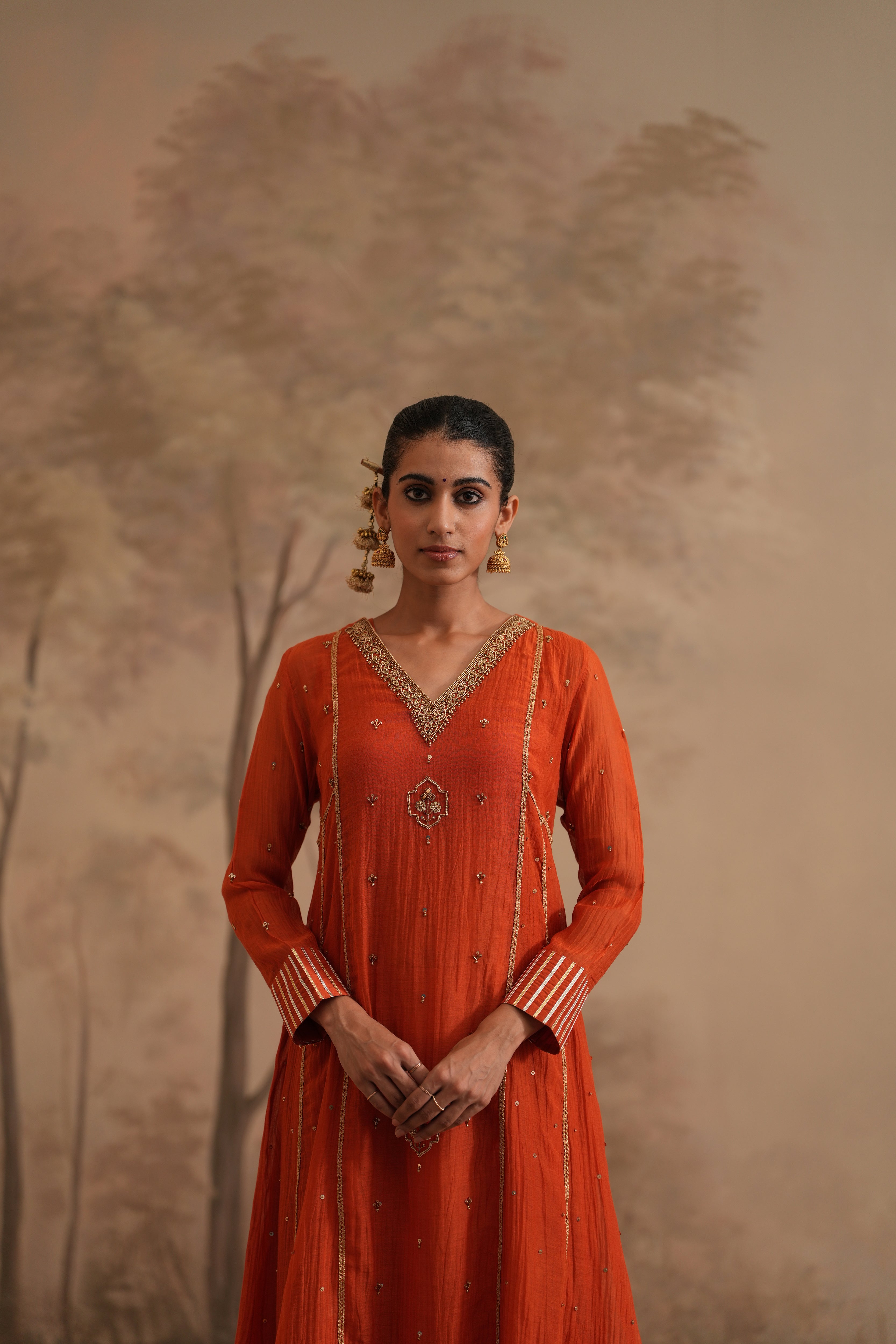 Burnt Orange Qala Avira Aline Set