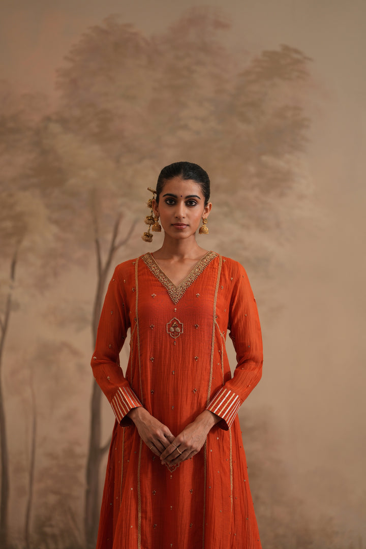 Burnt Orange Qala Avira Aline Set