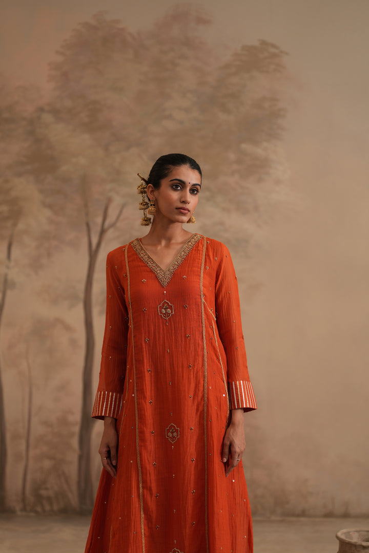 Burnt Orange Qala Avira Aline Set
