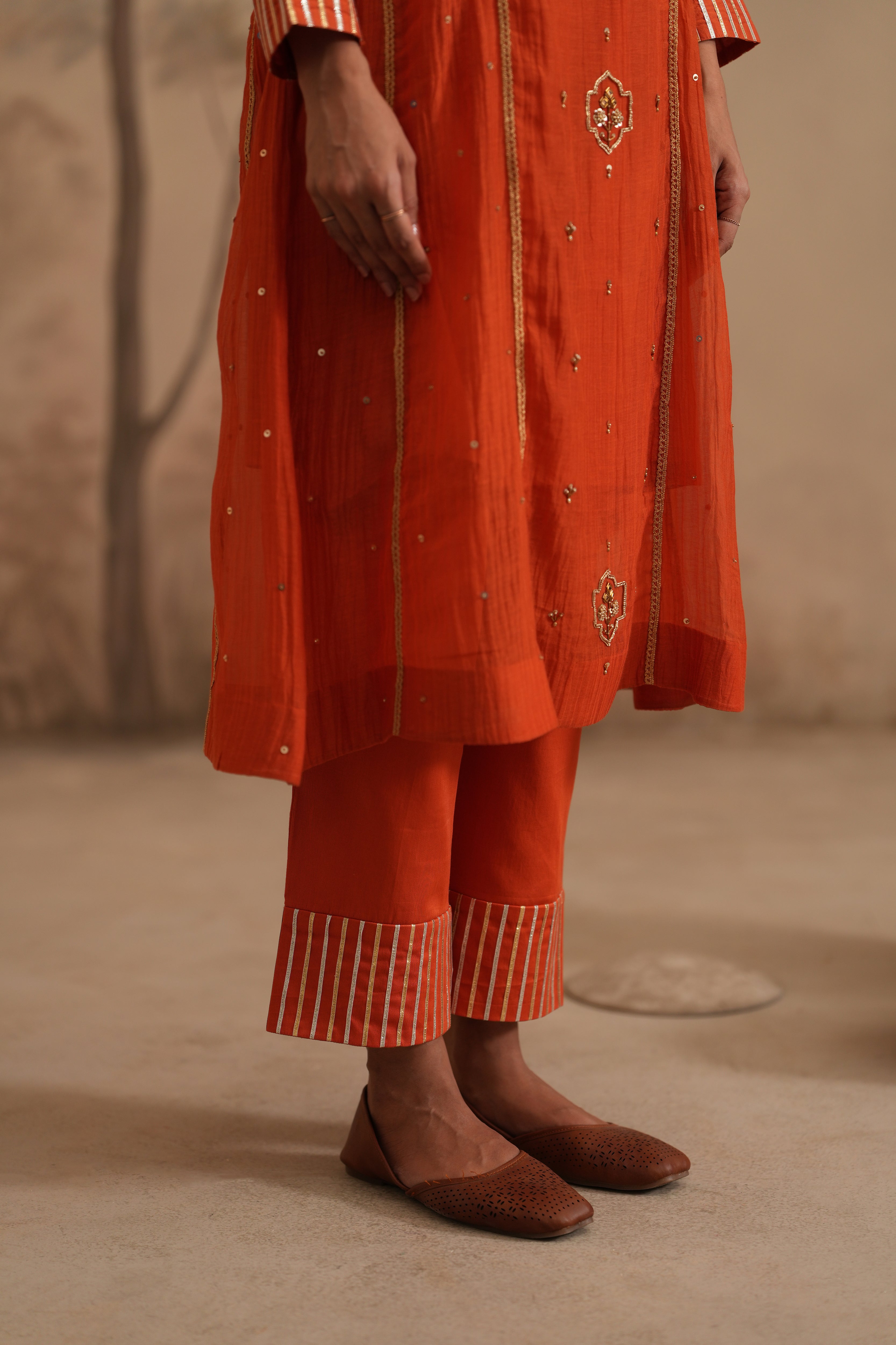 Burnt Orange Qala Avira Aline Set