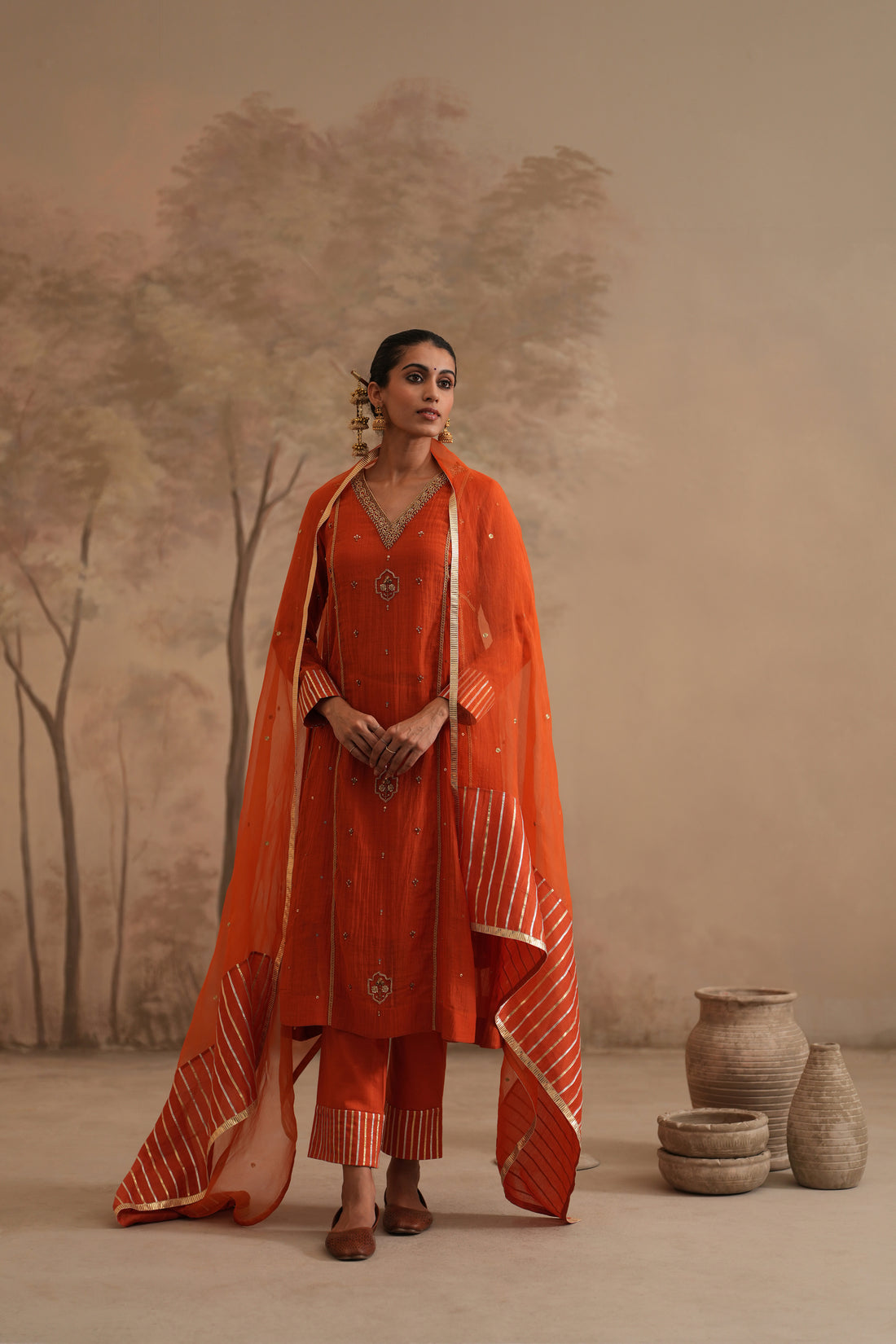 Burnt Orange Qala Avira Aline Set