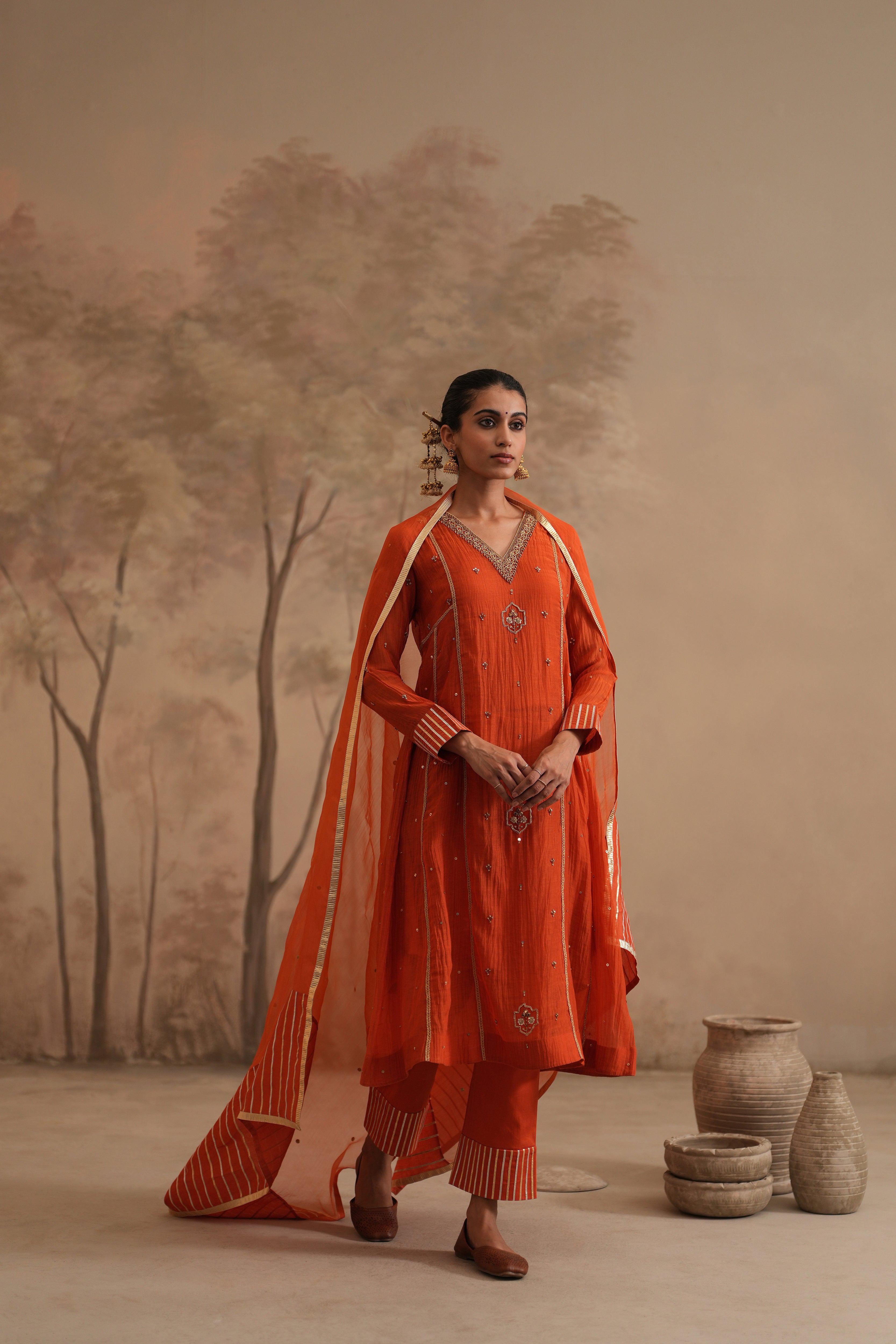 Burnt Orange Qala Avira Aline Set