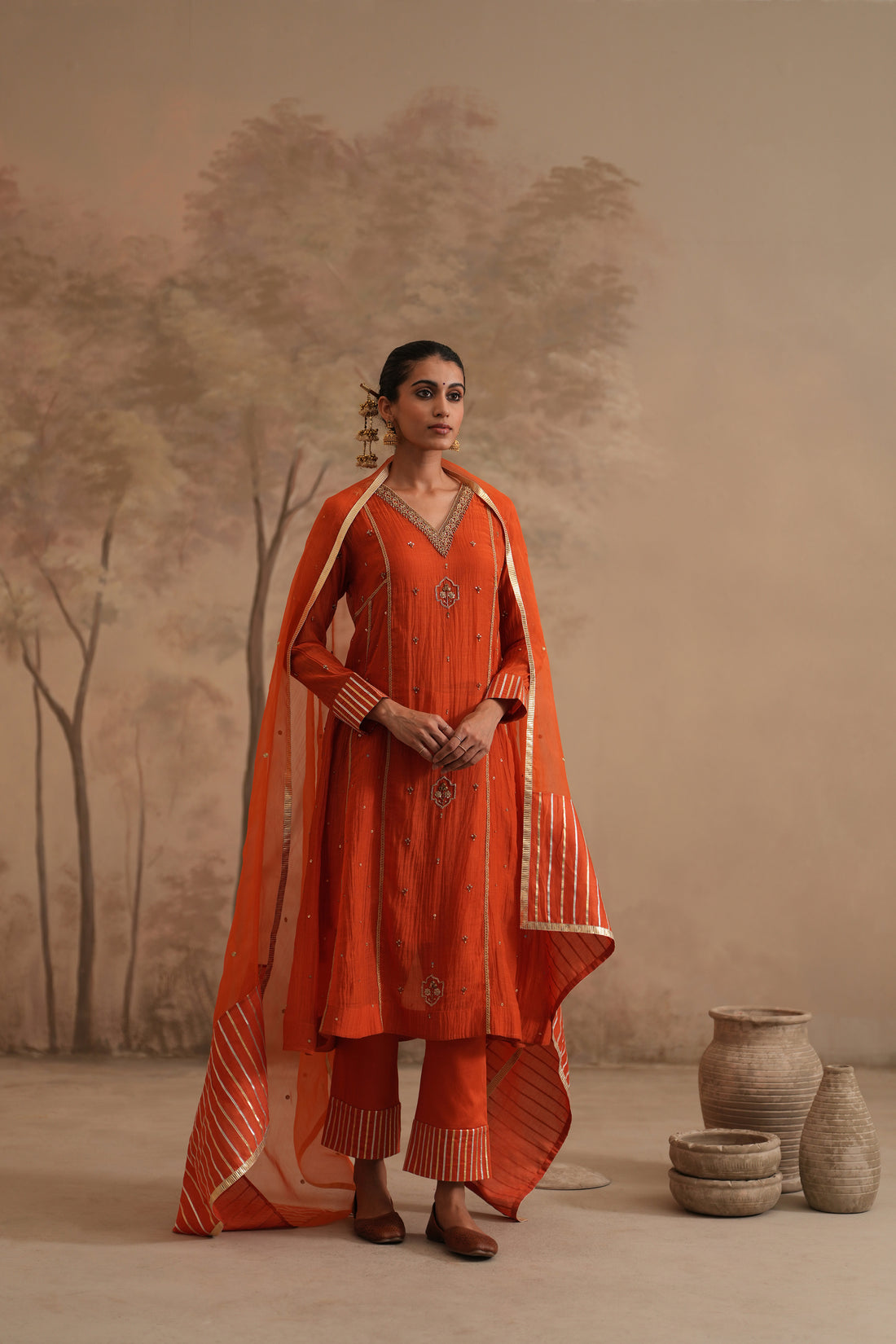 Burnt Orange Qala Avira Aline Set
