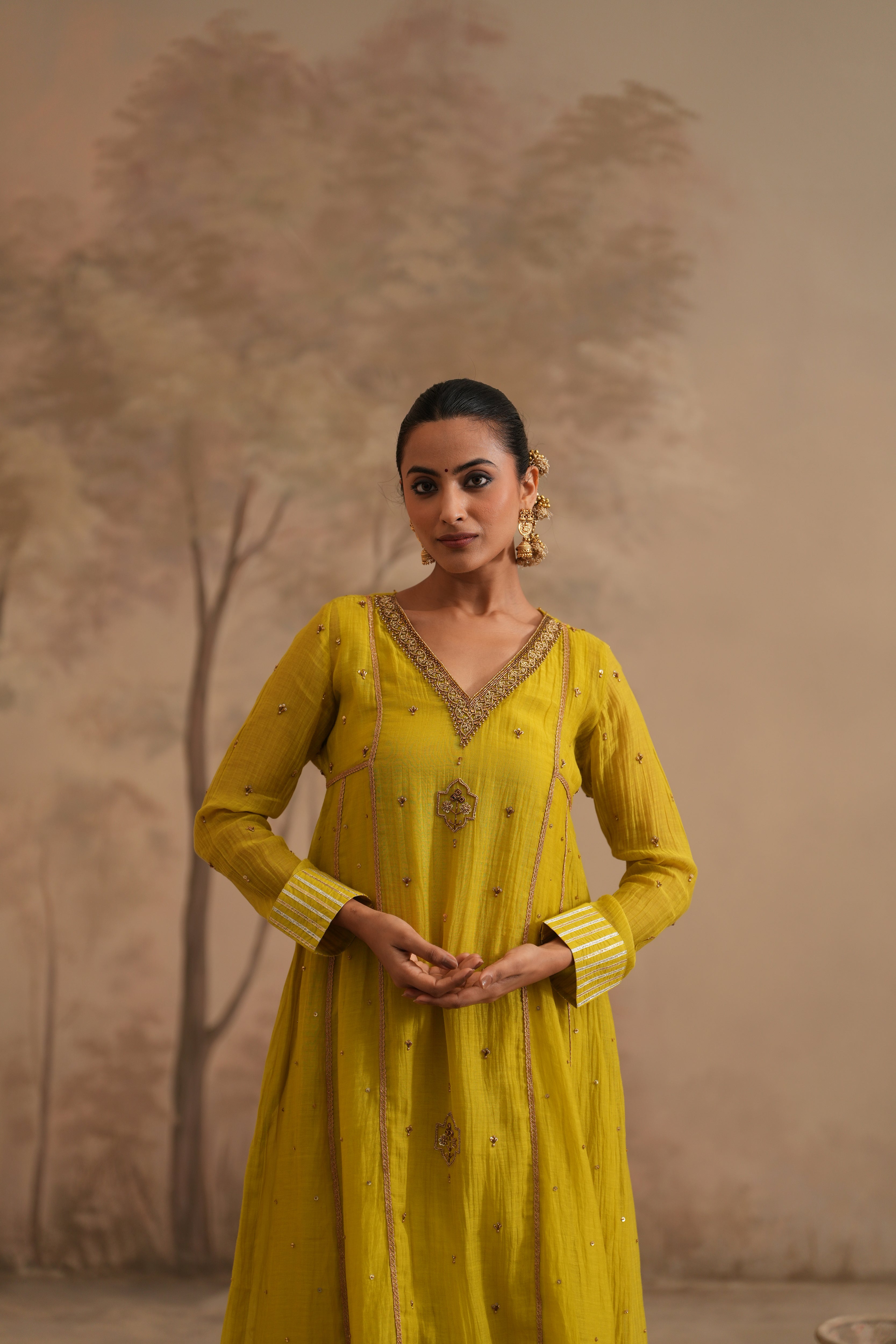 Lemon Yellow  Qala Samaira Aline Set