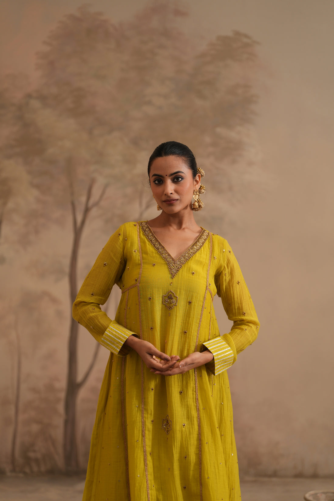 Lemon Yellow  Qala Samaira Aline Set