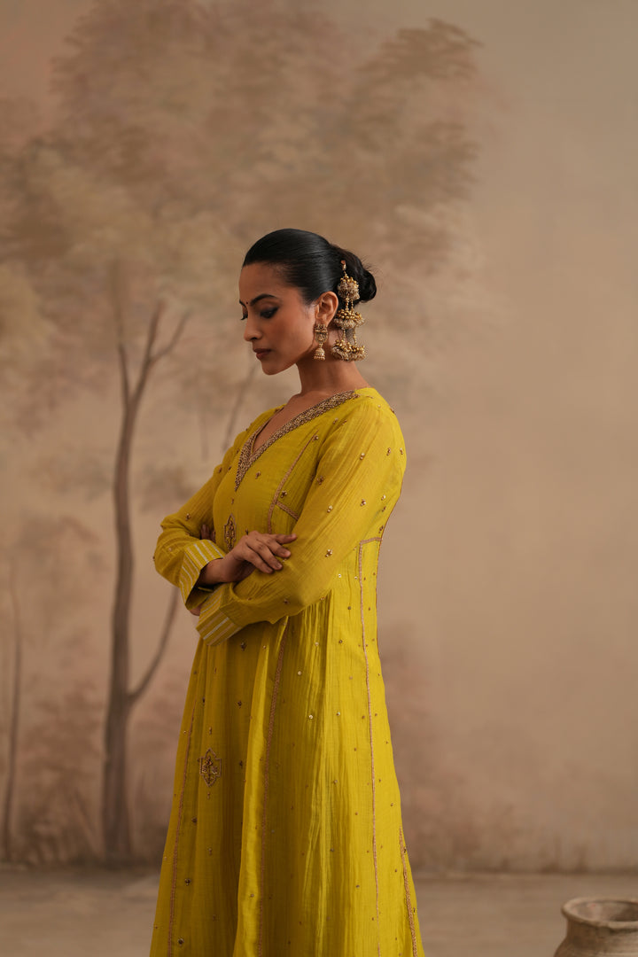 Lemon Yellow  Qala Samaira Aline Set