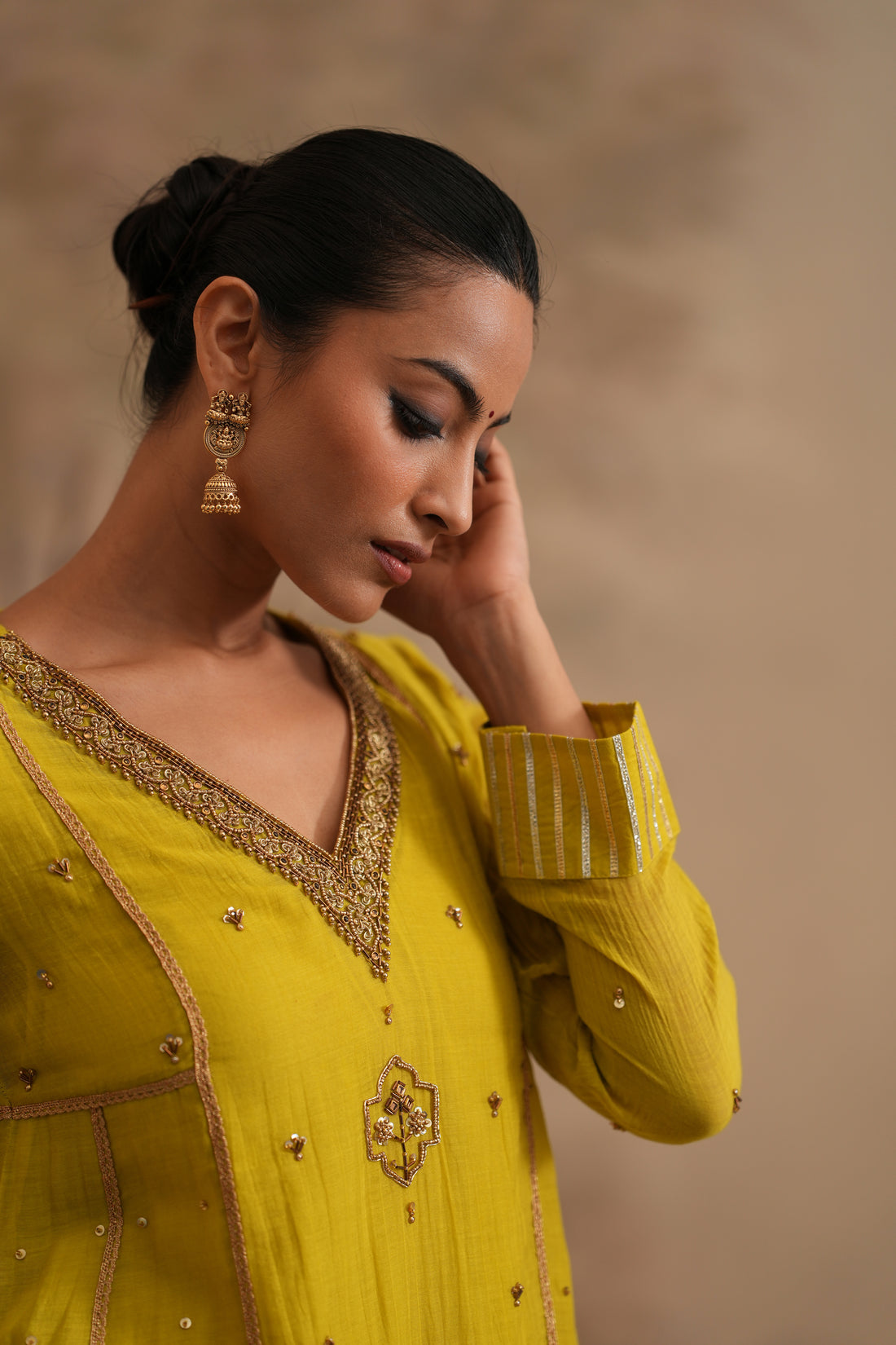 Lemon Yellow  Qala Samaira Aline Set