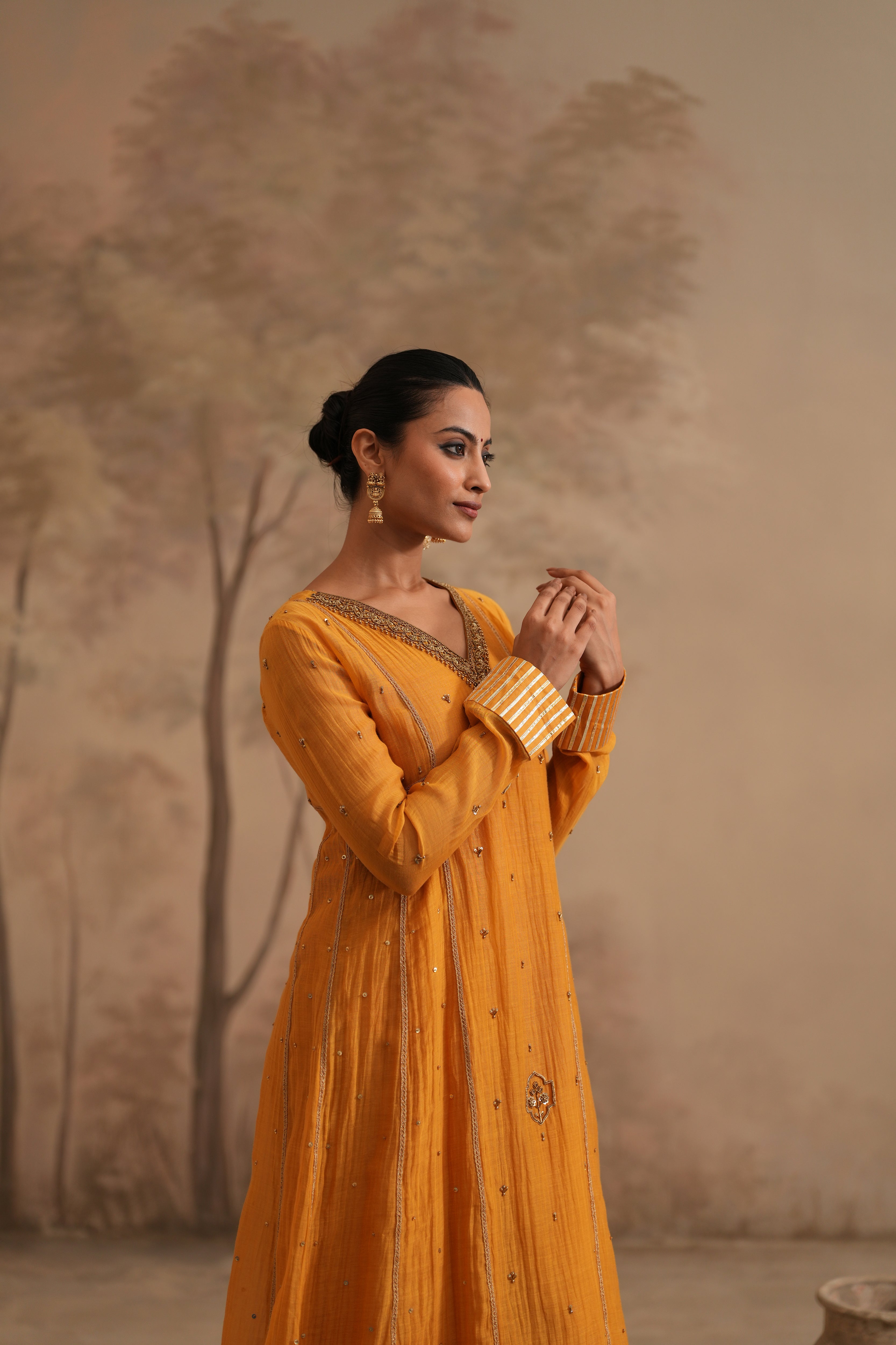 Earthy Yellow Qala Medha Aline Set