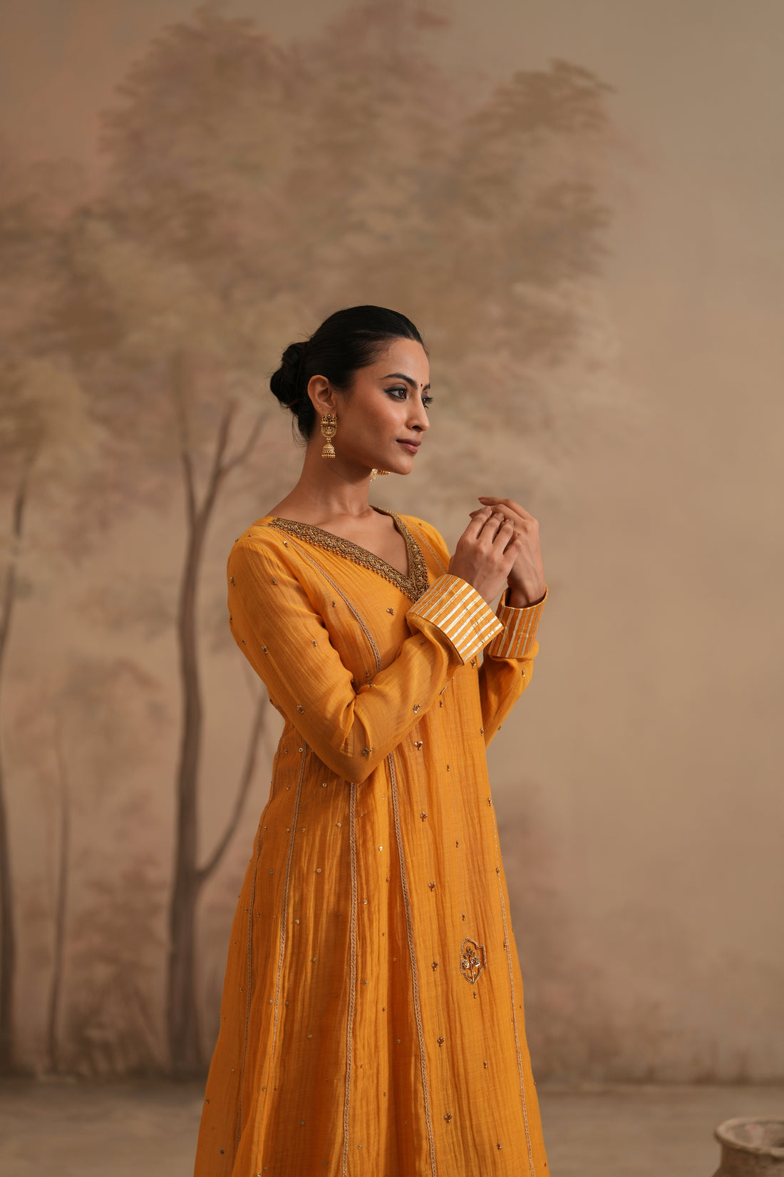 Earthy Yellow Qala Medha Aline Set