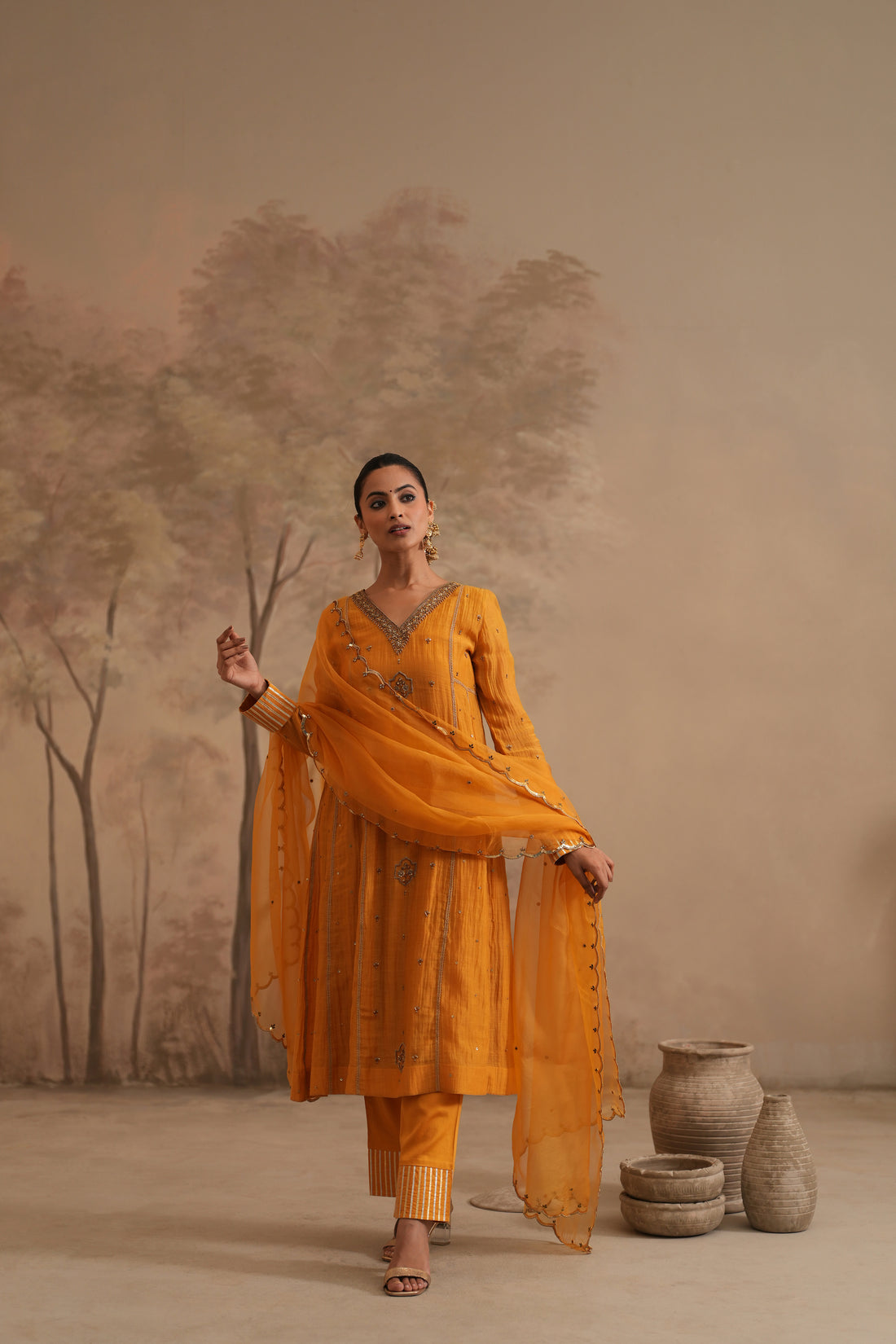 Earthy Yellow Qala Medha Aline Set