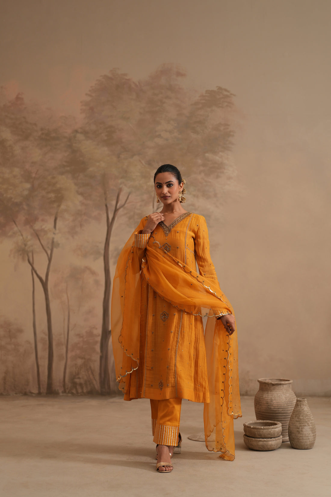 Earthy Yellow Qala Medha Aline Set