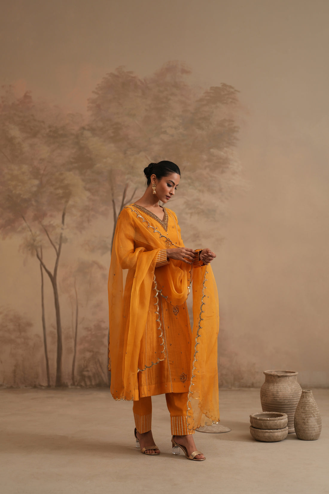 Earthy Yellow Qala Medha Aline Set