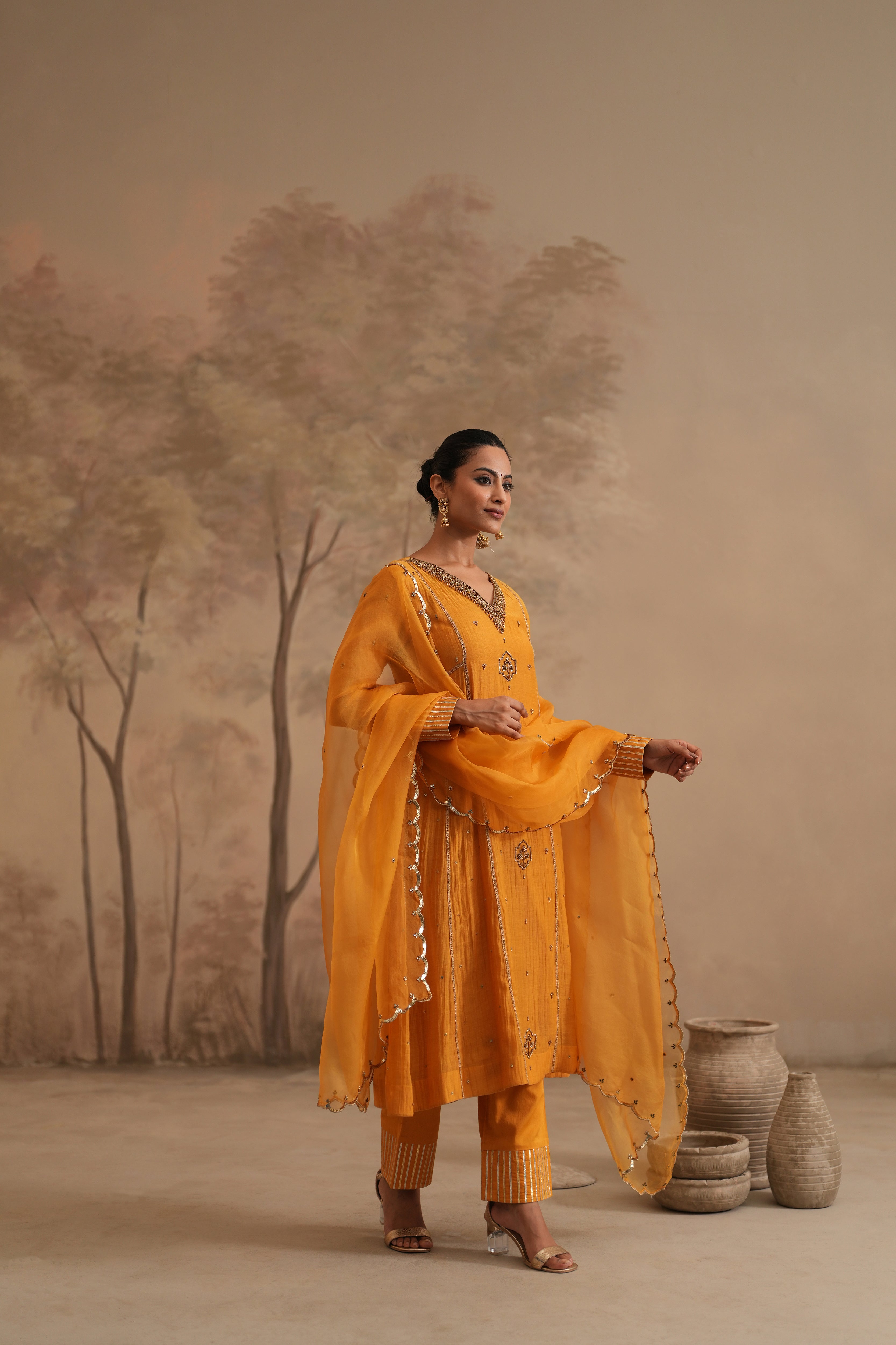 Earthy Yellow Qala Medha Aline Set