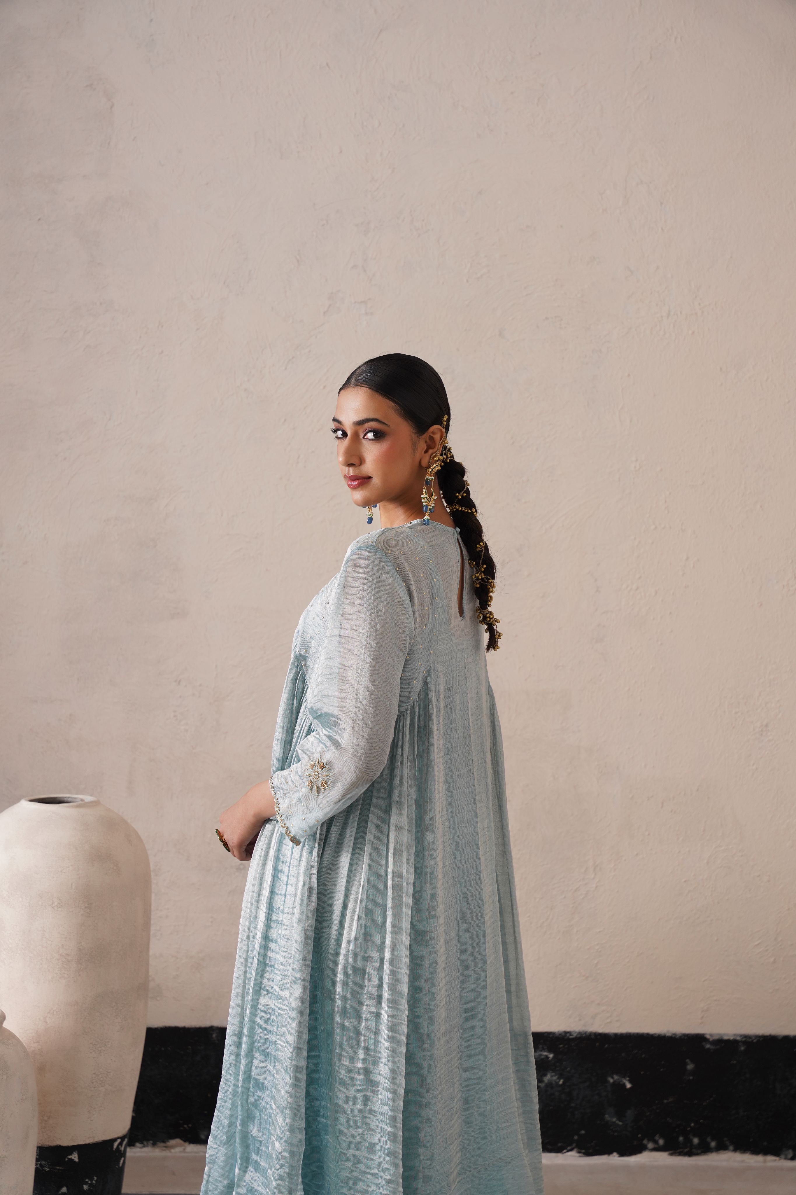 POWDER BLUE CURVE PANNEL KURTA