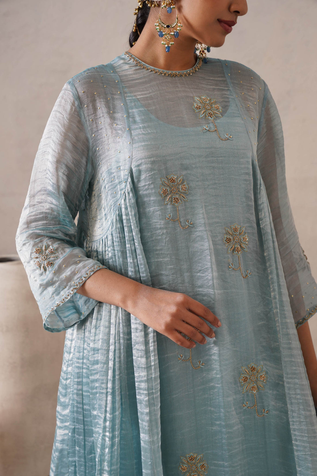 POWDER BLUE CURVE PANNEL KURTA