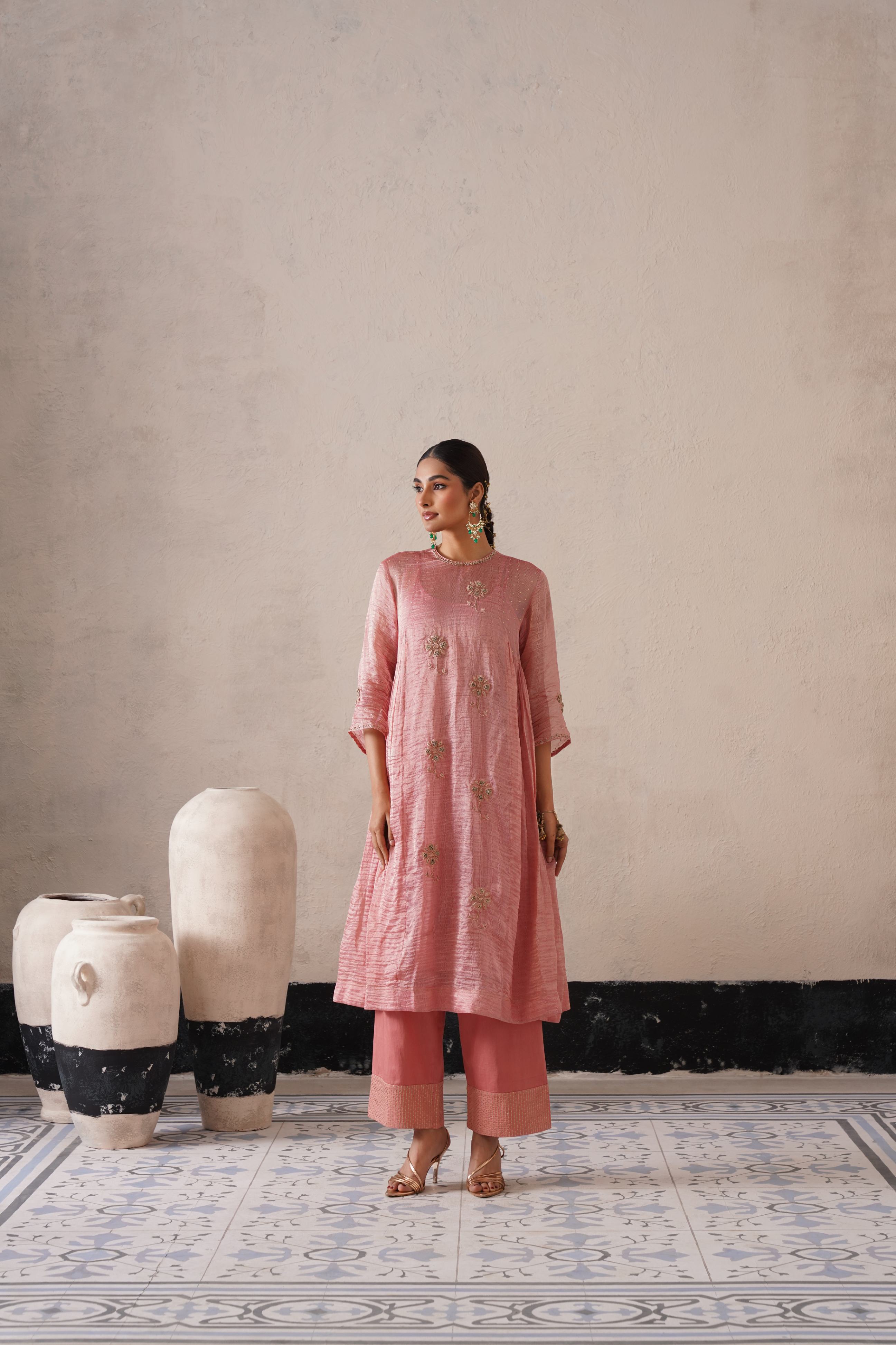 BLUSH APRICOT CURVE PANNEL KURTA