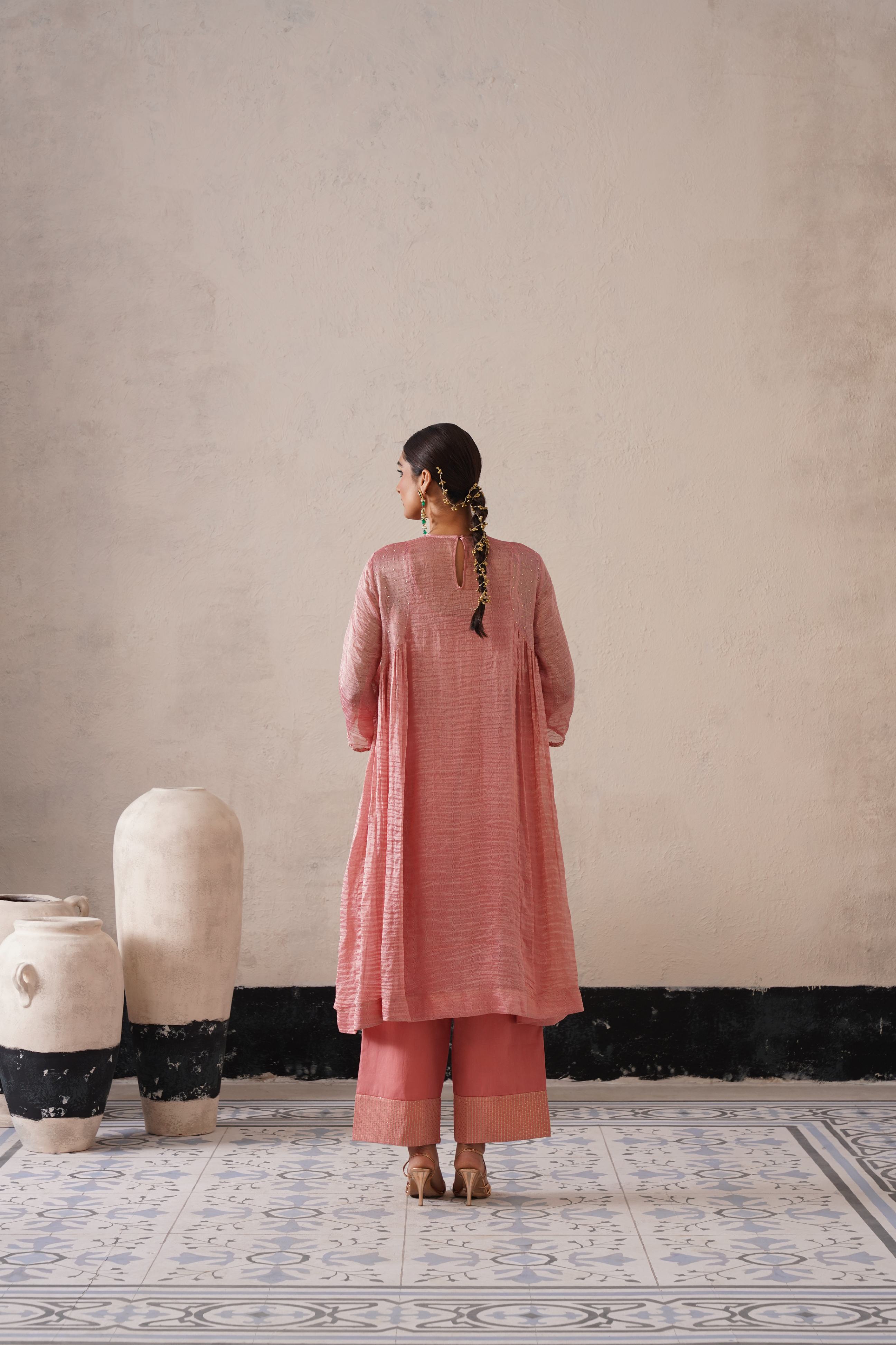BLUSH APRICOT CURVE PANNEL KURTA