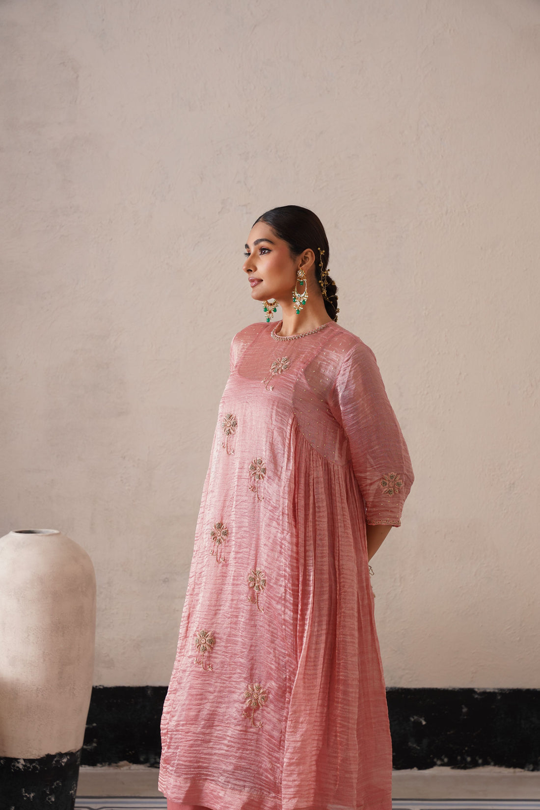 BLUSH APRICOT CURVE PANNEL KURTA