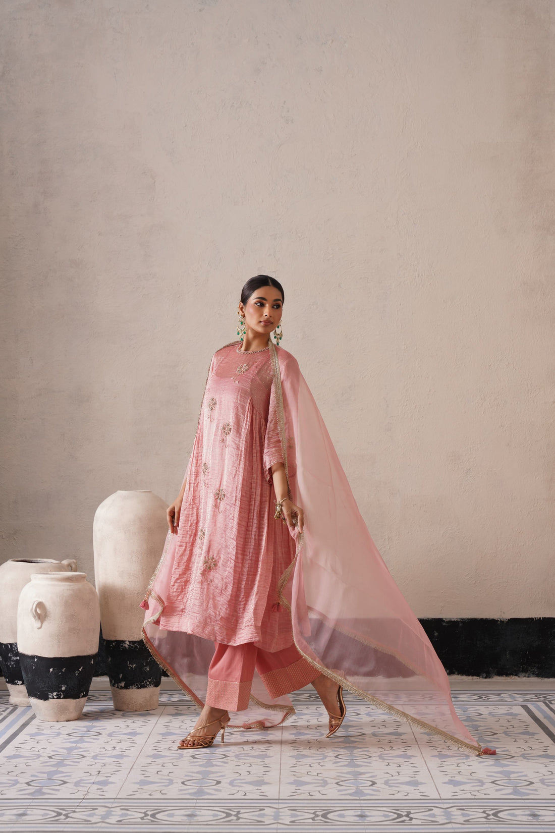 BLUSH APRICOT CURVE PANNEL KURTA