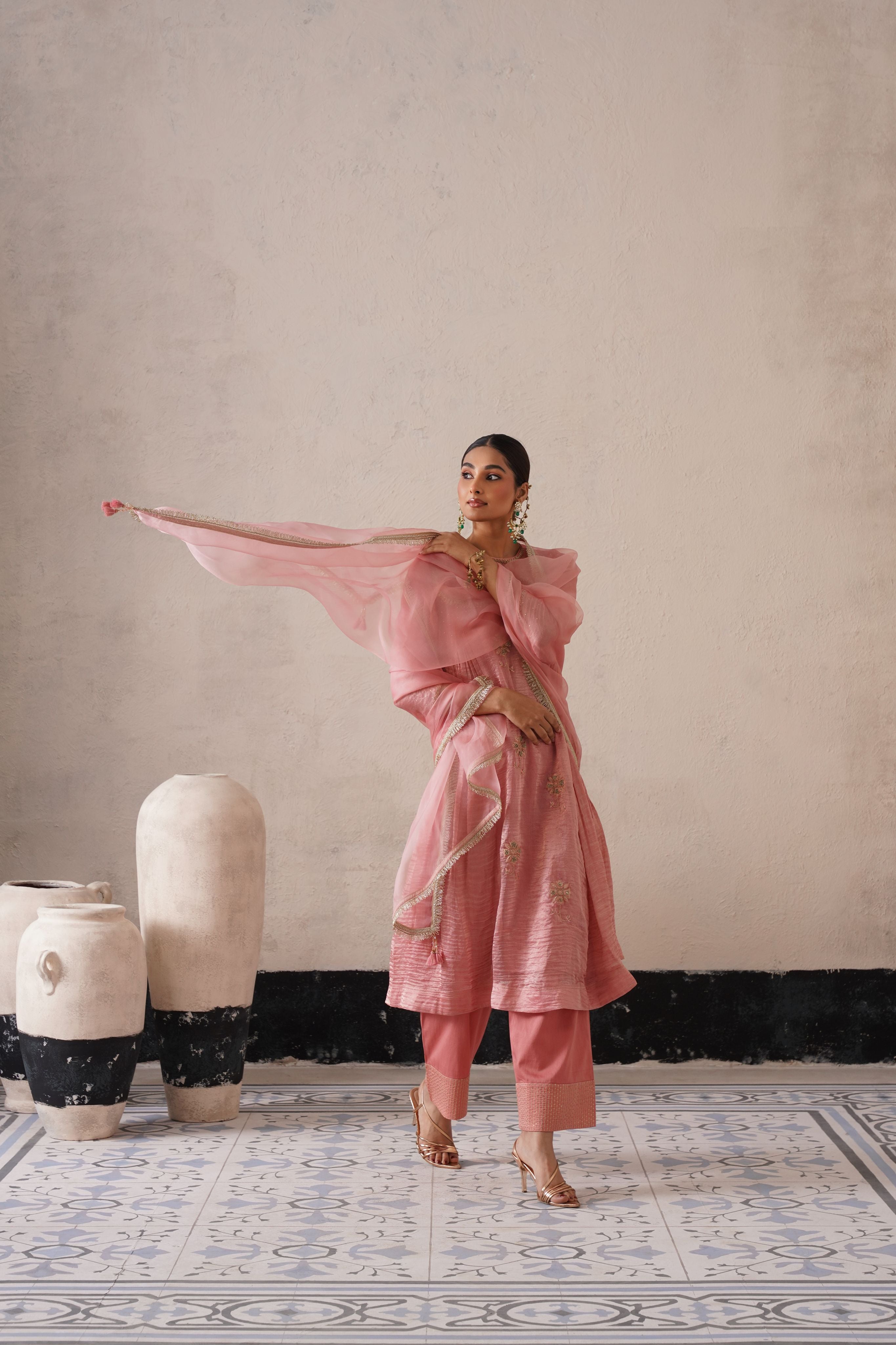 BLUSH APRICOT CURVE PANNEL KURTA