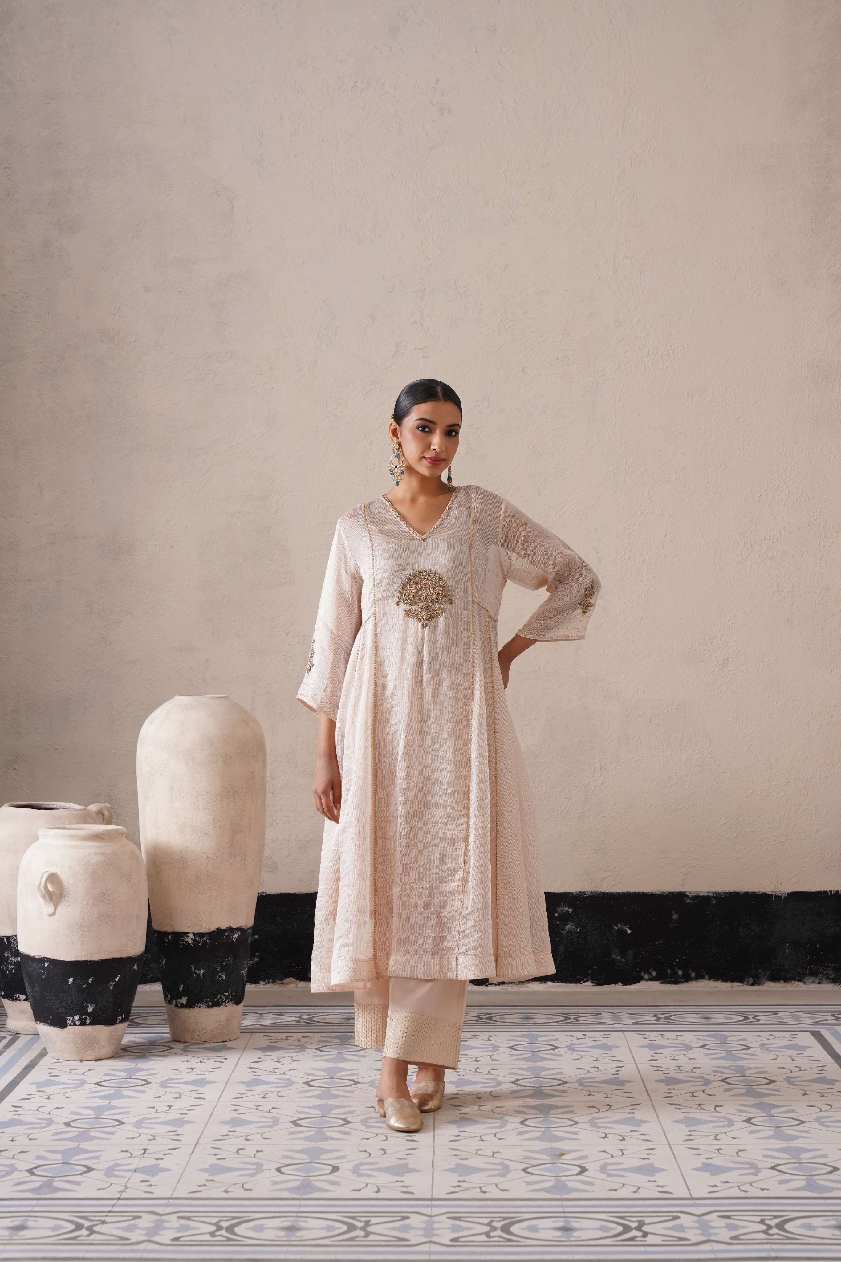 DUTCH IVORY PANNEL A-LINE KURTA