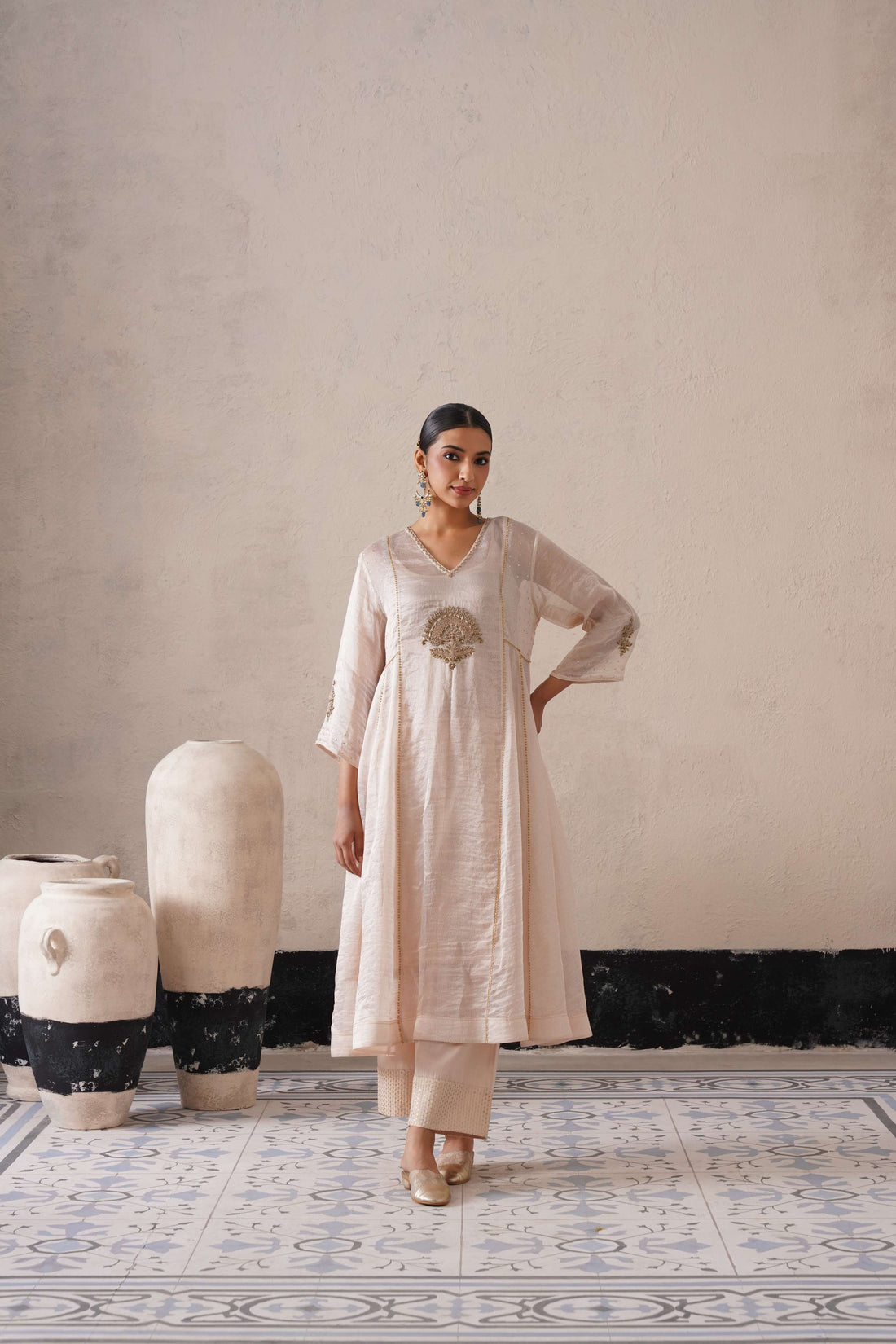 DUTCH IVORY PANNEL A-LINE KURTA
