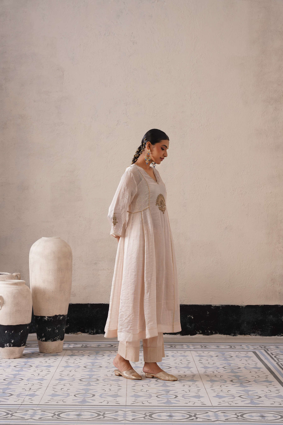DUTCH IVORY PANNEL A-LINE KURTA