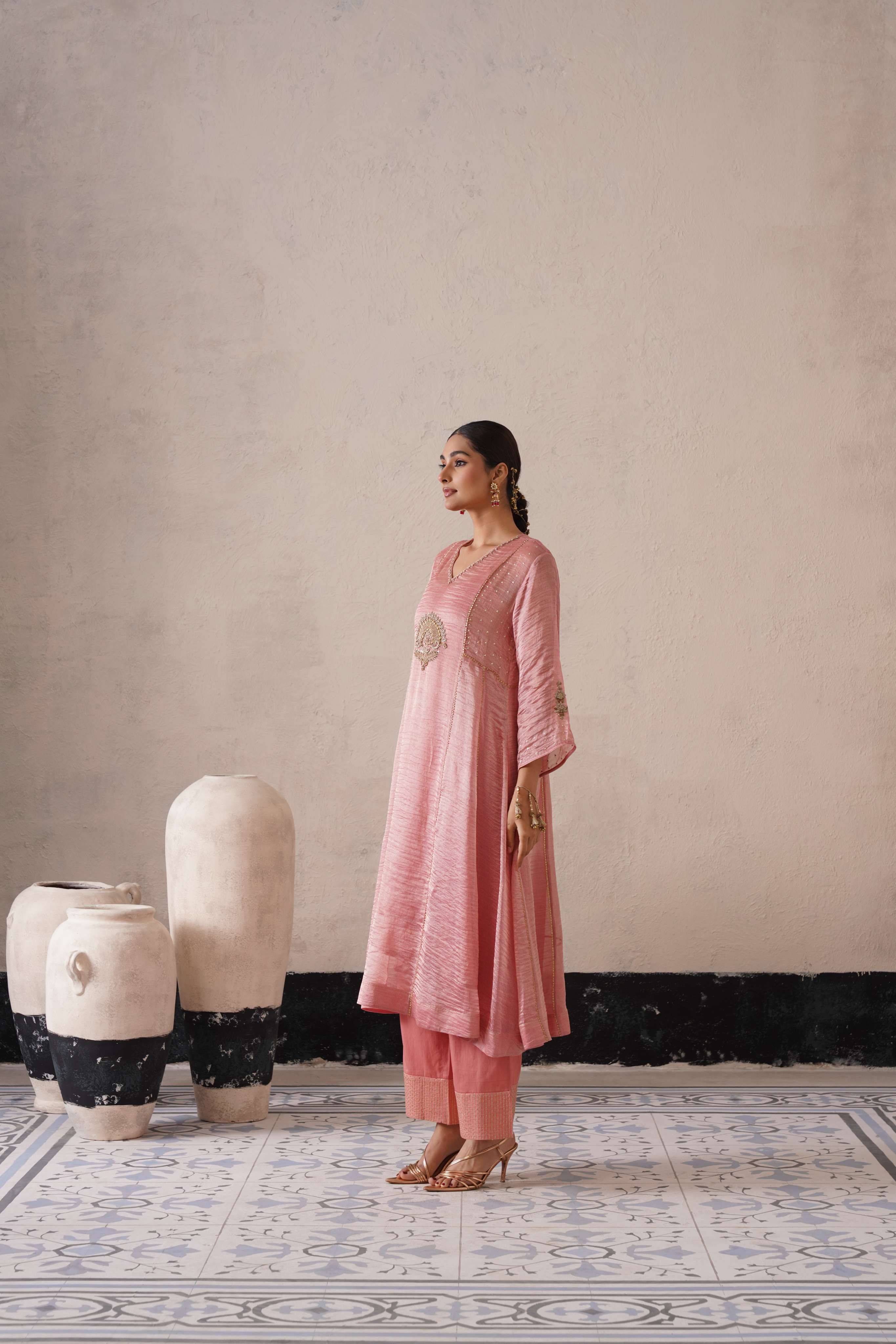 BLUSH APRICOT PANNEL ALINE KURTA