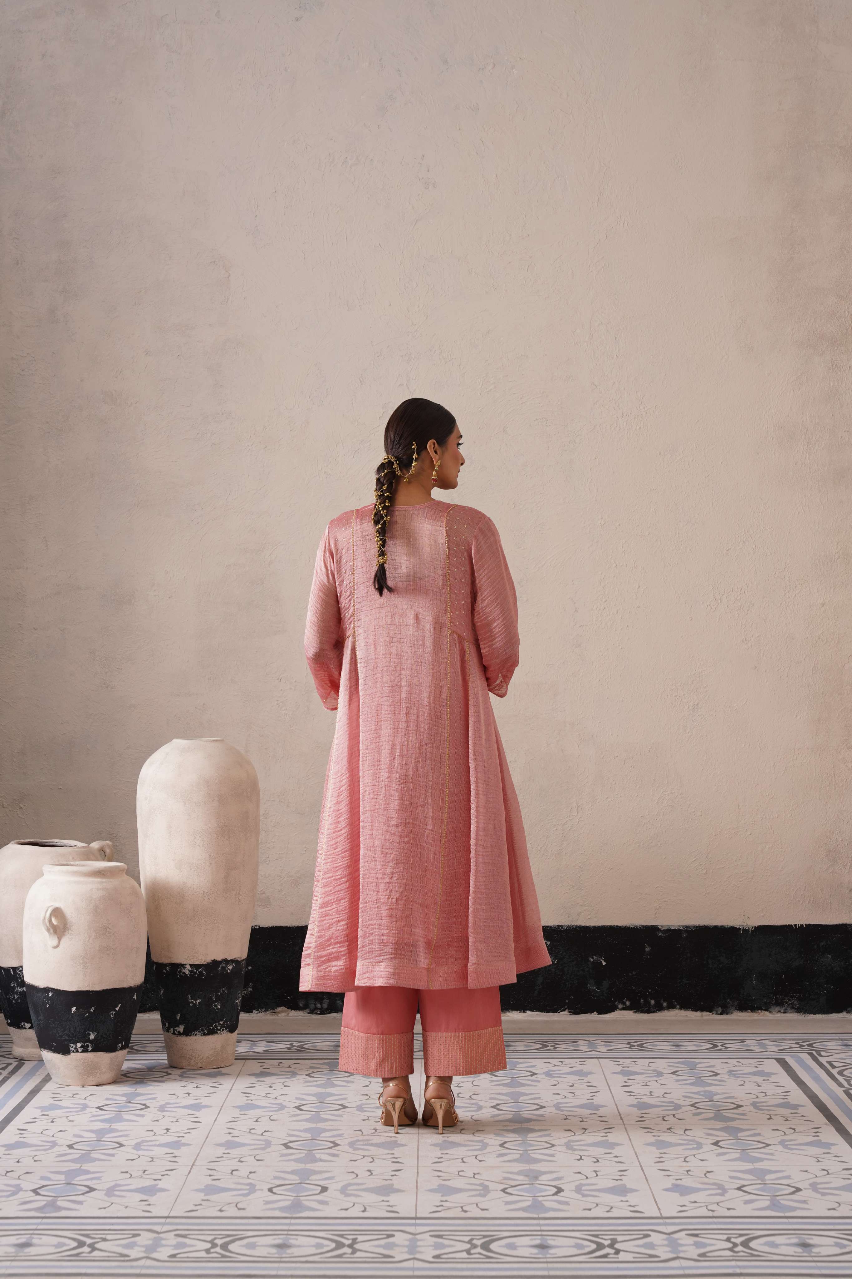 BLUSH APRICOT PANNEL ALINE KURTA