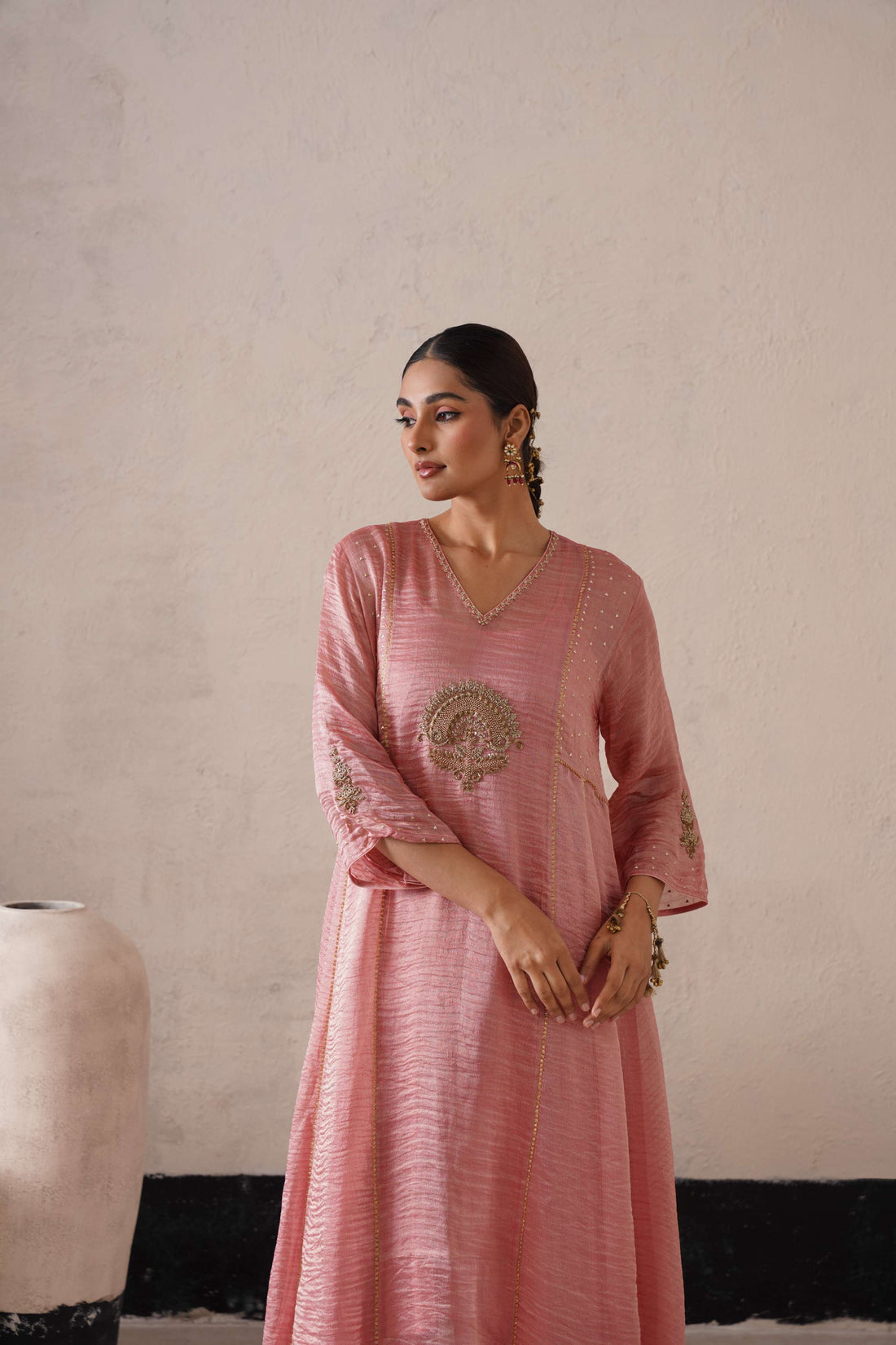 BLUSH APRICOT PANNEL ALINE KURTA