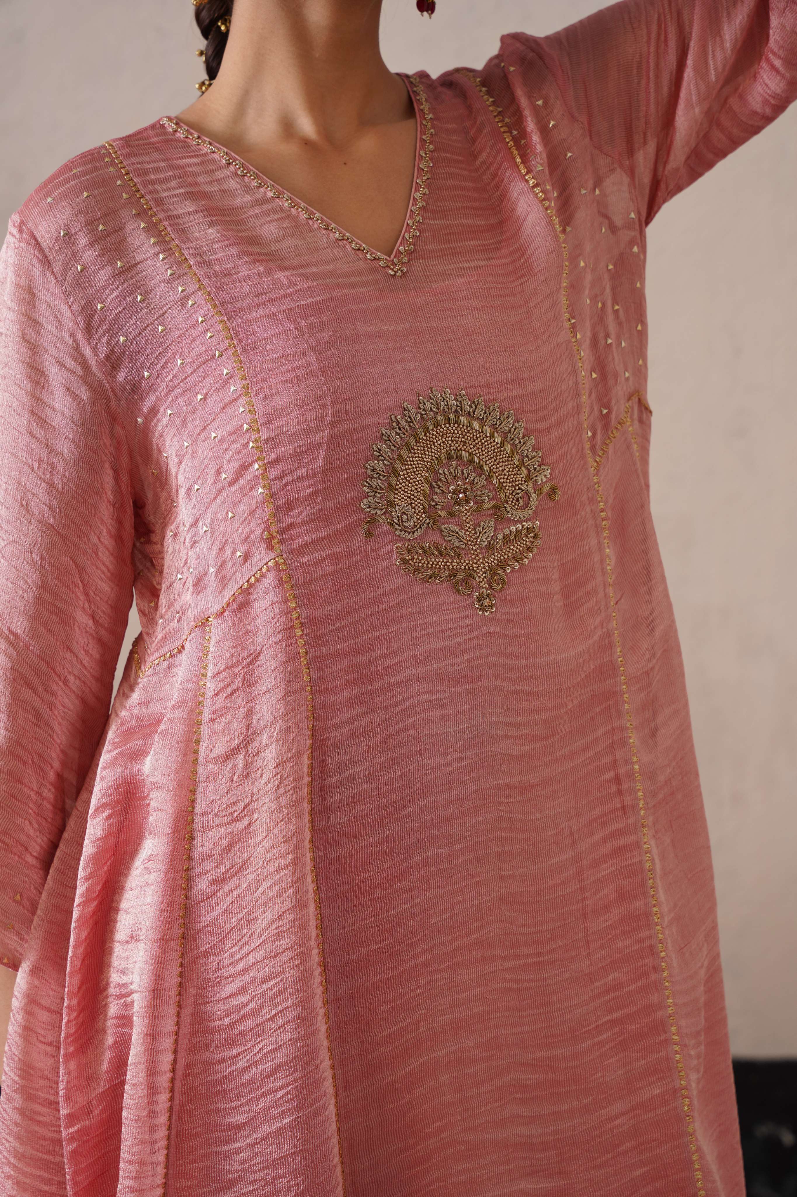 BLUSH APRICOT PANNEL ALINE KURTA
