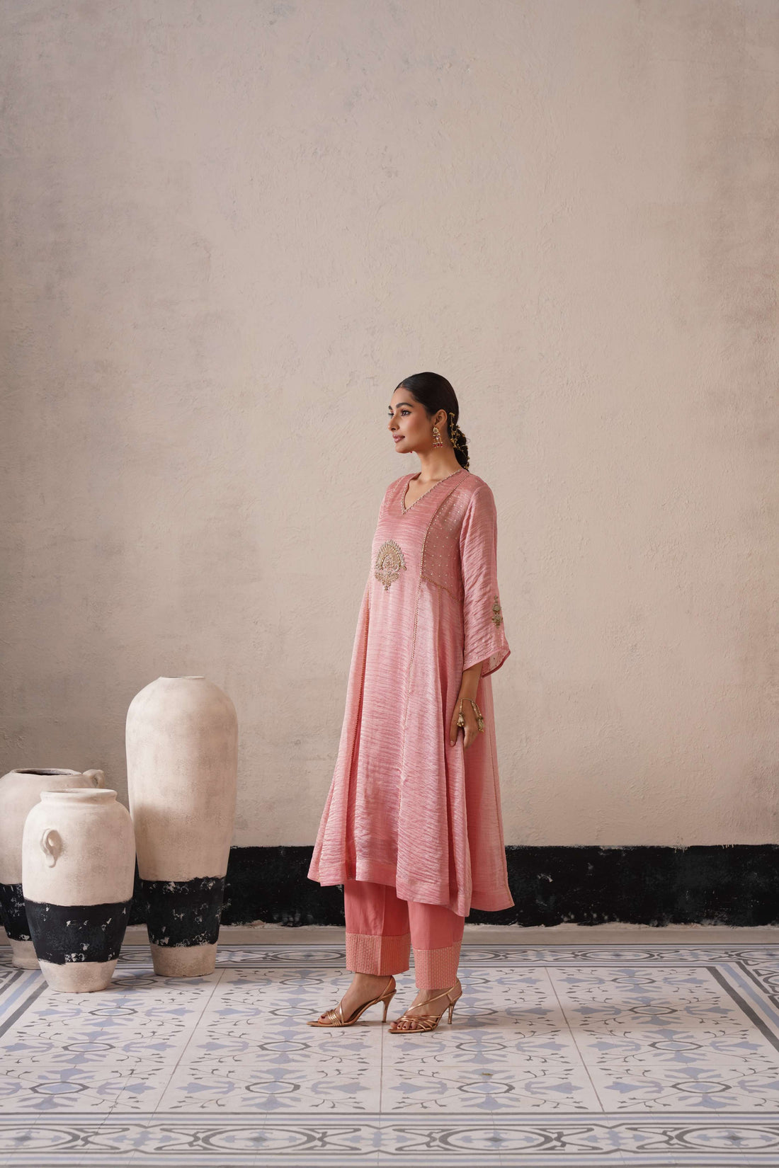 BLUSH APRICOT PANNEL ALINE KURTA