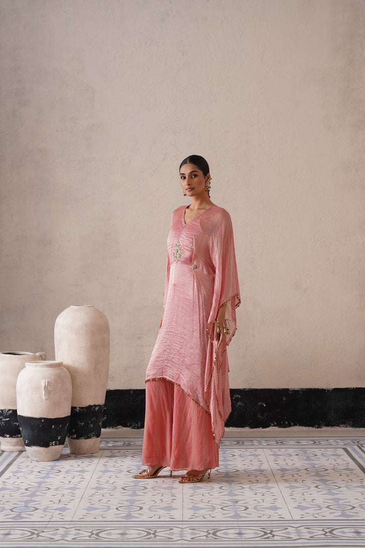 BLUSH APRICOT LONG KAFTAN SET