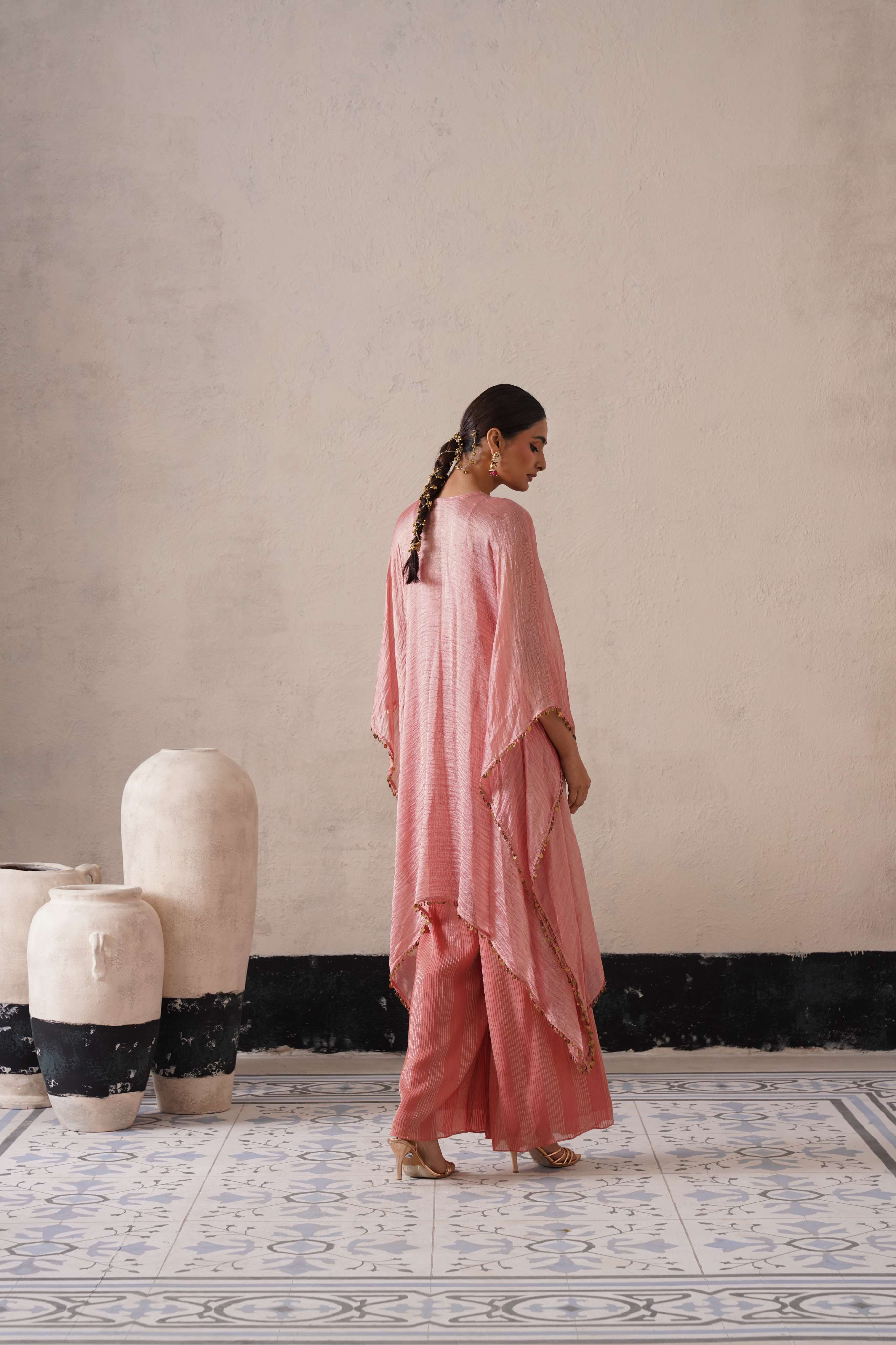 BLUSH APRICOT LONG KAFTAN SET