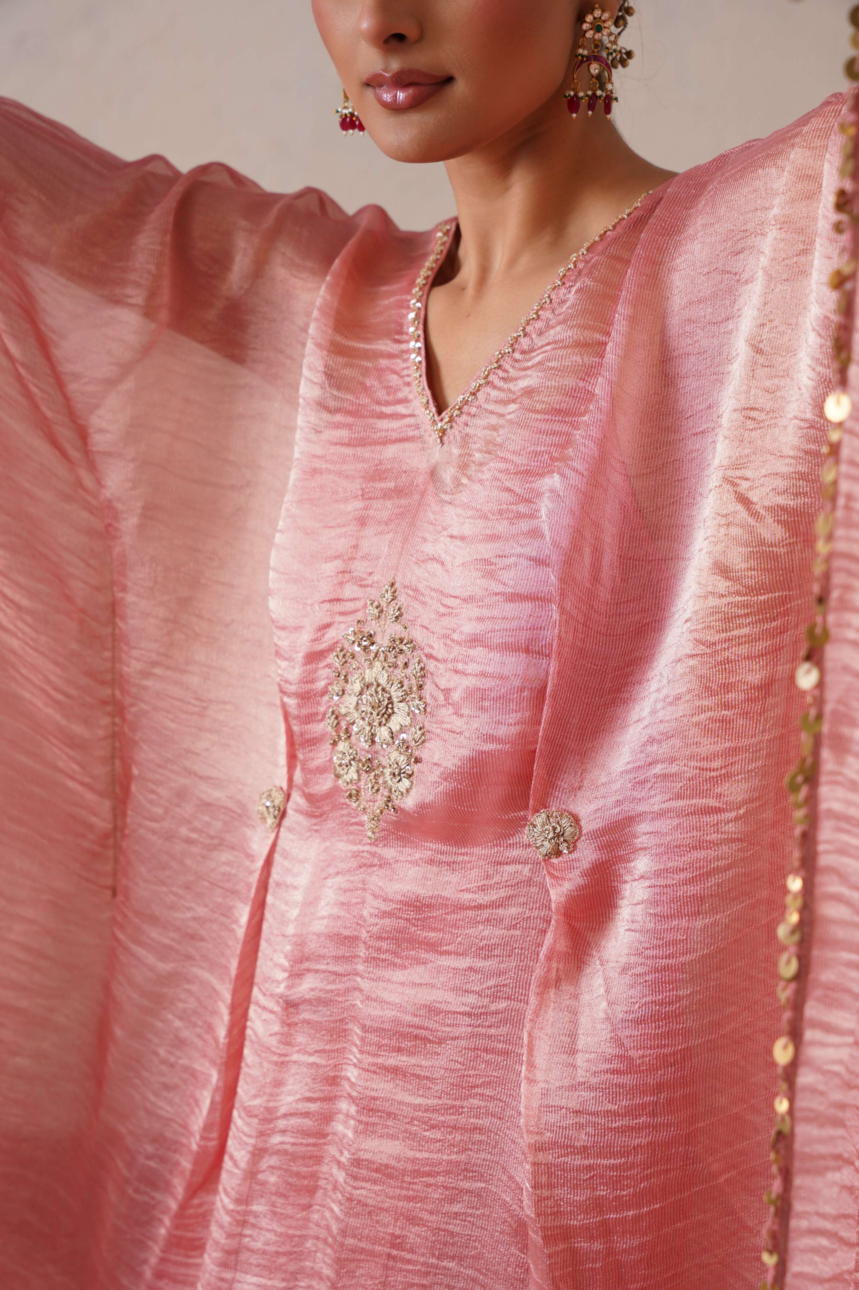 BLUSH APRICOT LONG KAFTAN SET