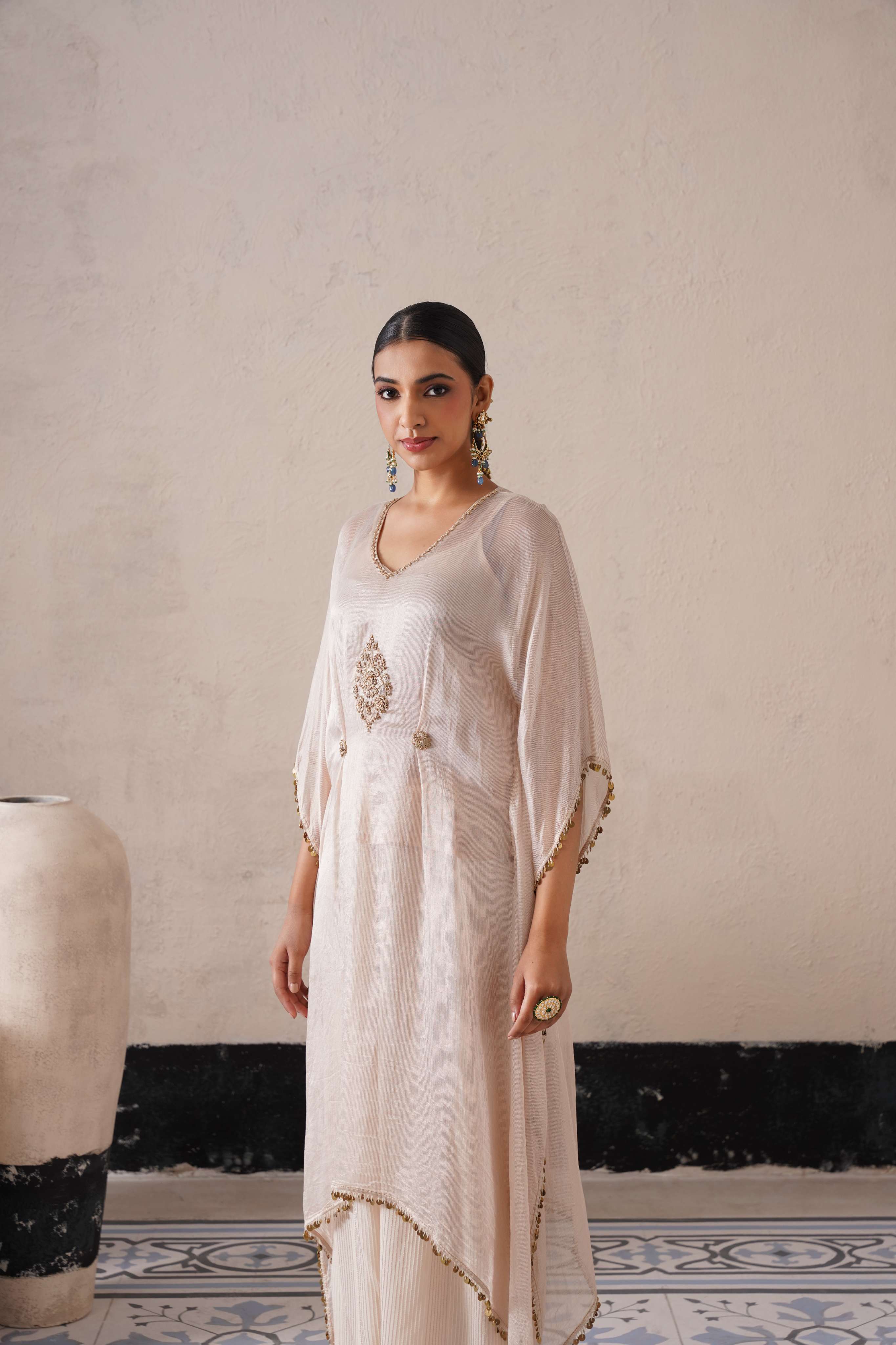 DUTCH IVORY LONG KAFTAN SET