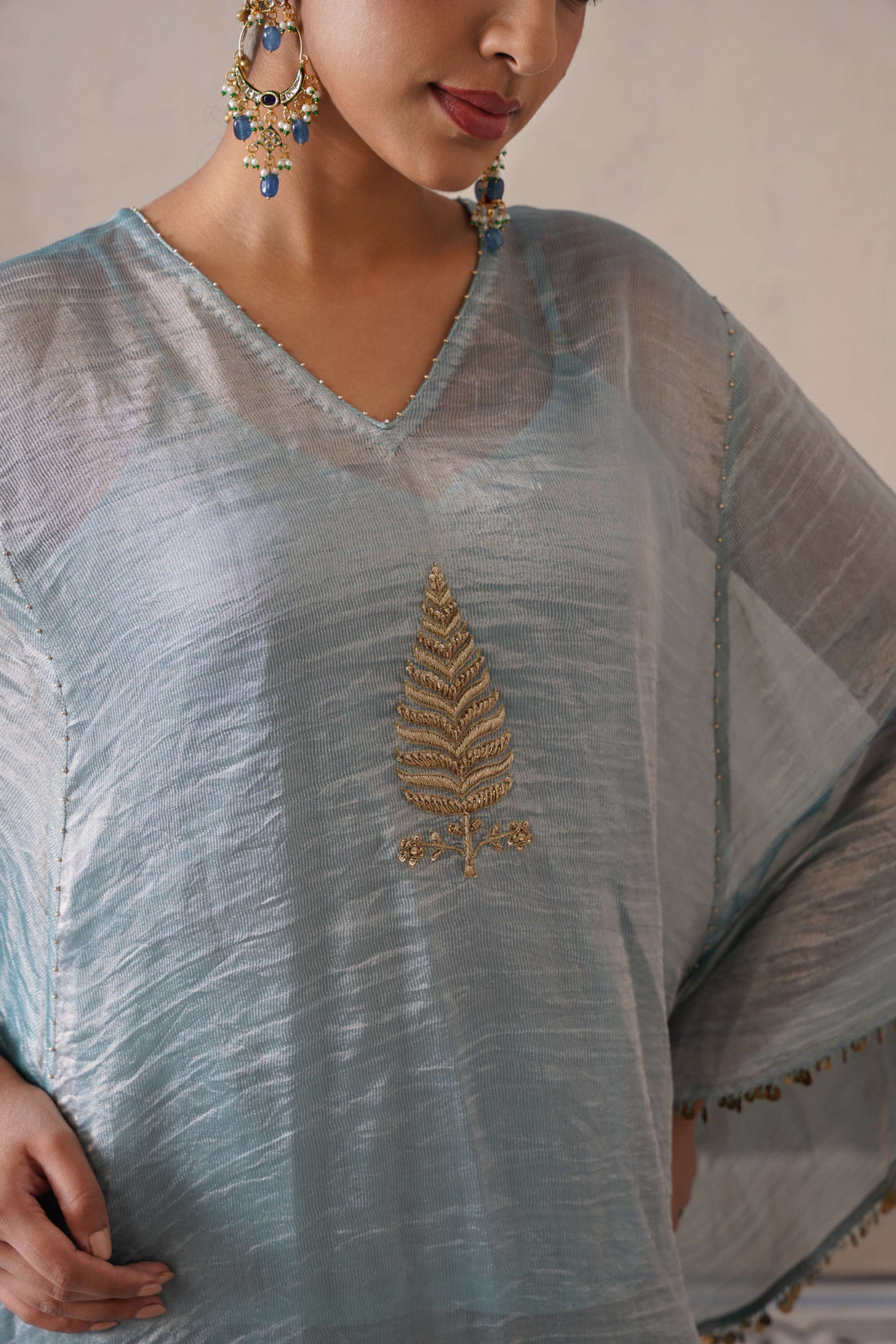 POWDER BLUE OVAL KAFTAN SET