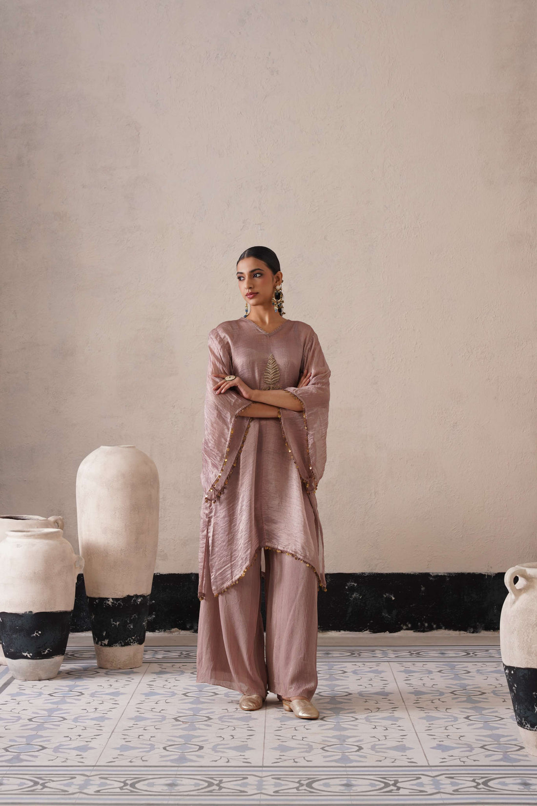 DUSTY MAUVE LONG KAFTAN SET