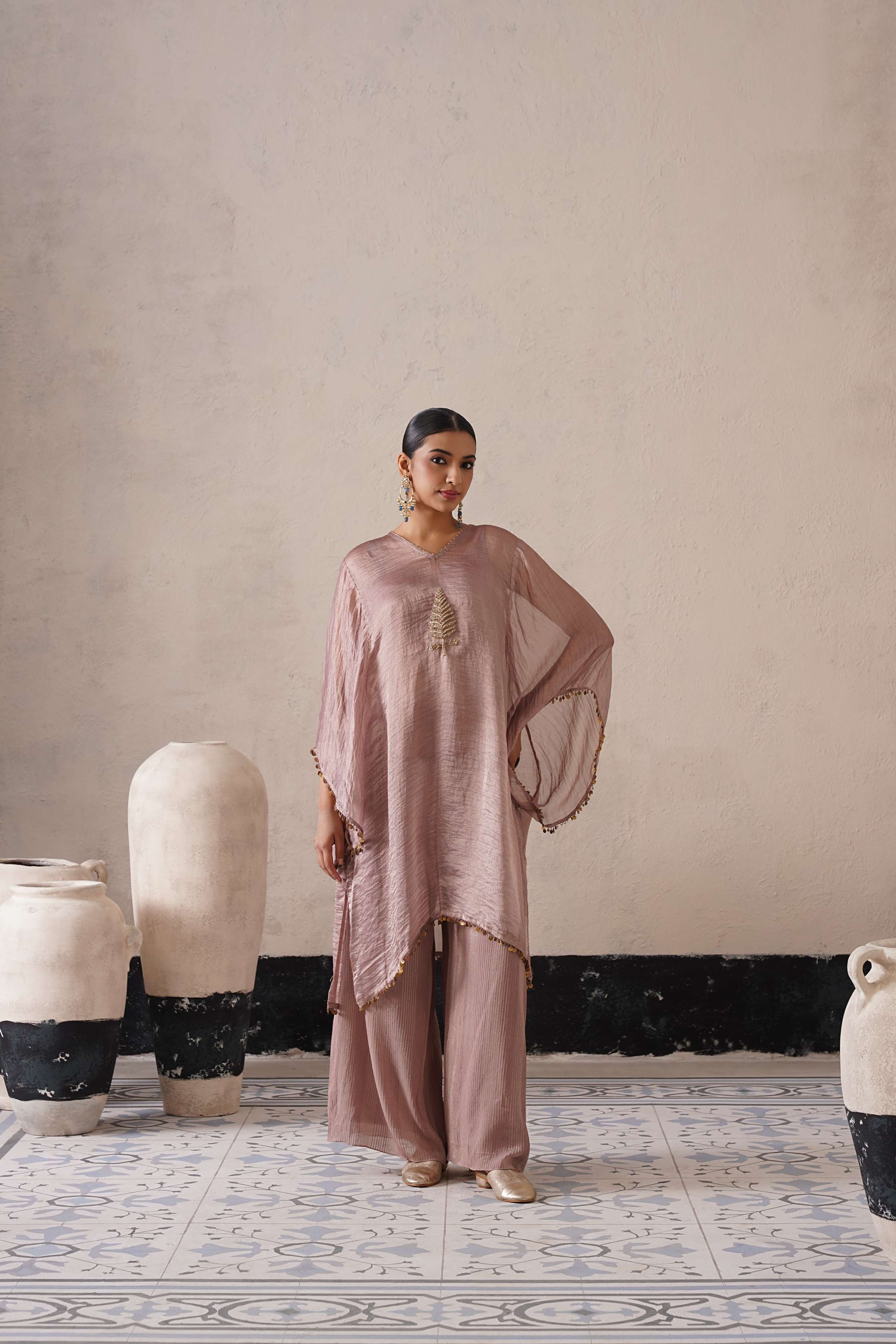 DUSTY MAUVE LONG KAFTAN SET