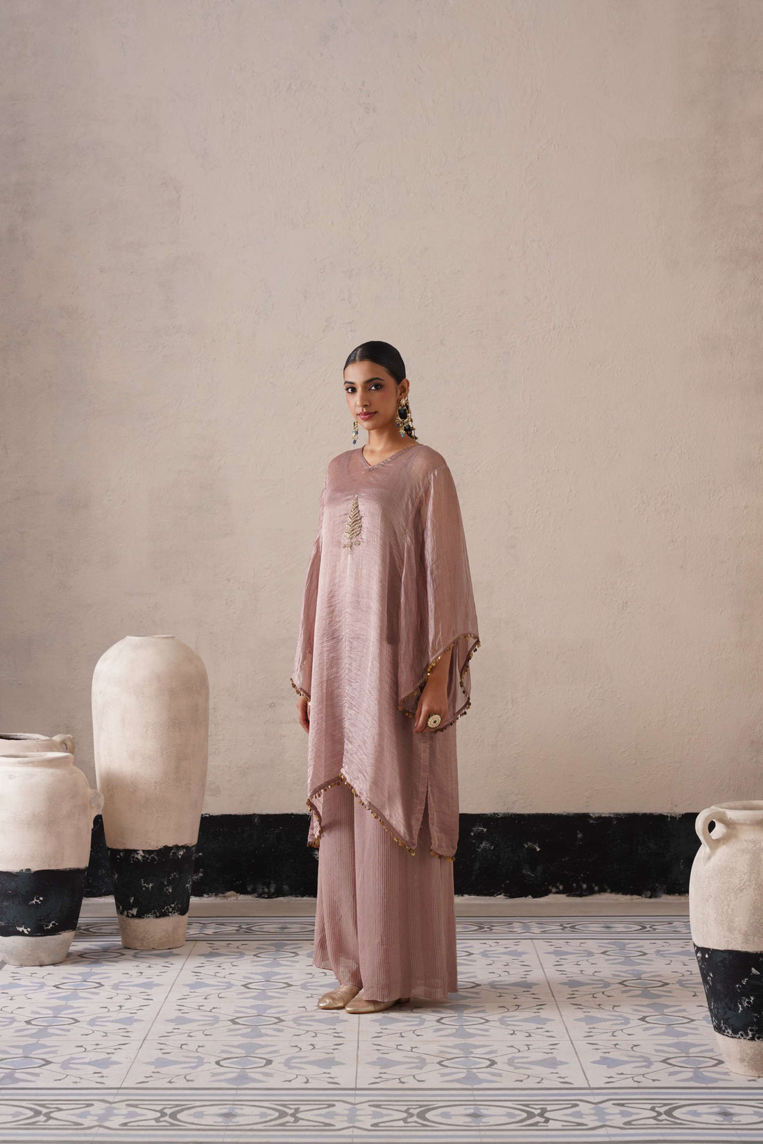 DUSTY MAUVE LONG KAFTAN SET