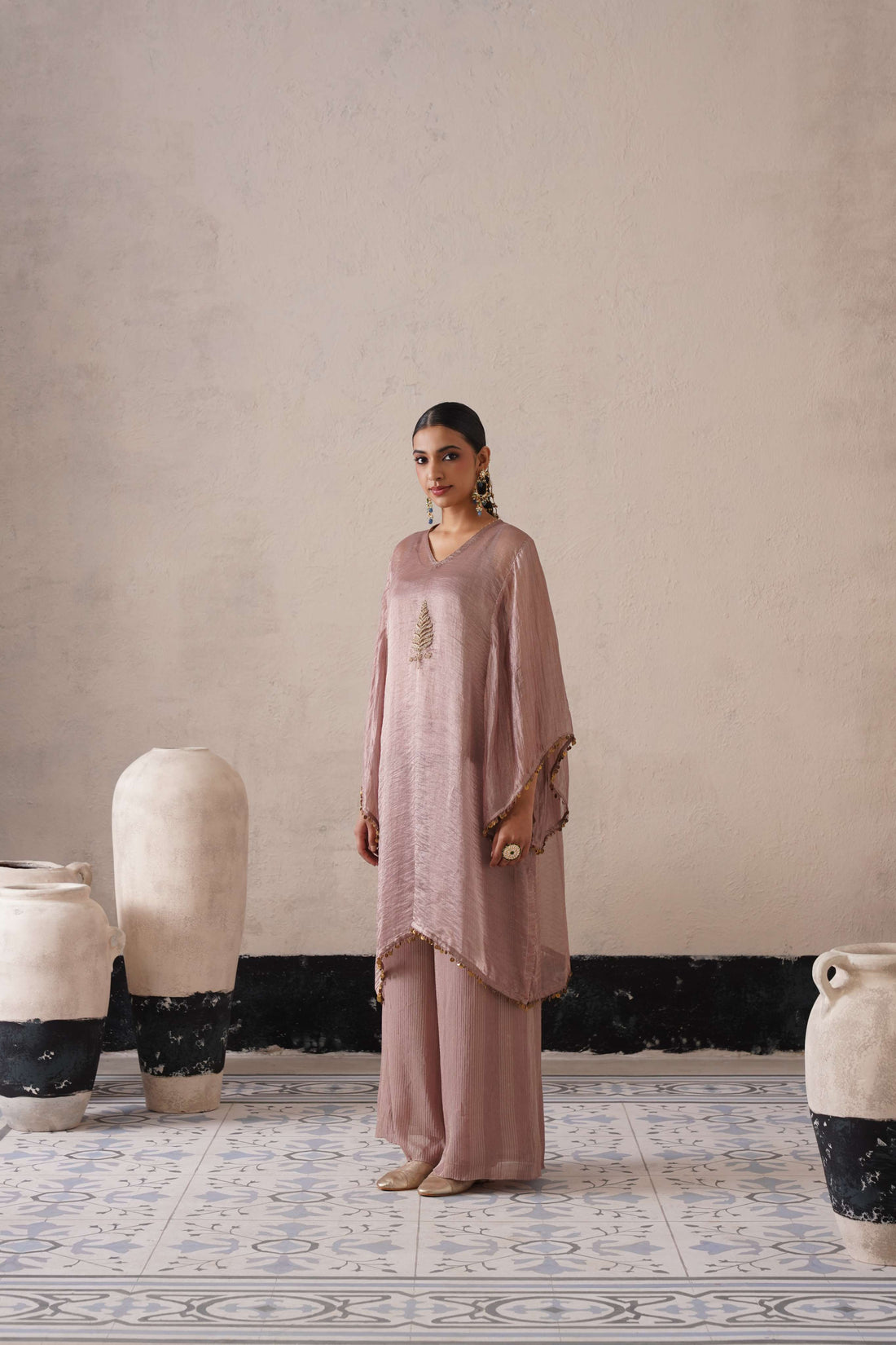 DUSTY MAUVE LONG KAFTAN SET