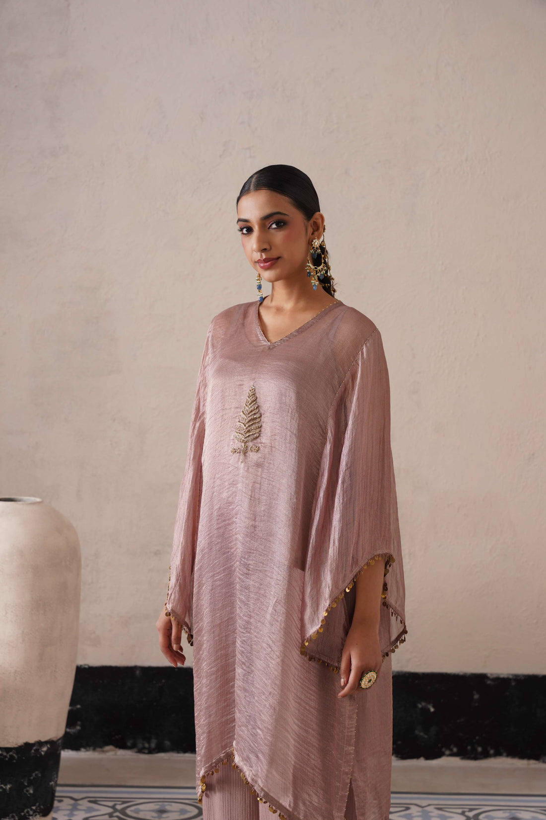 DUSTY MAUVE LONG KAFTAN SET