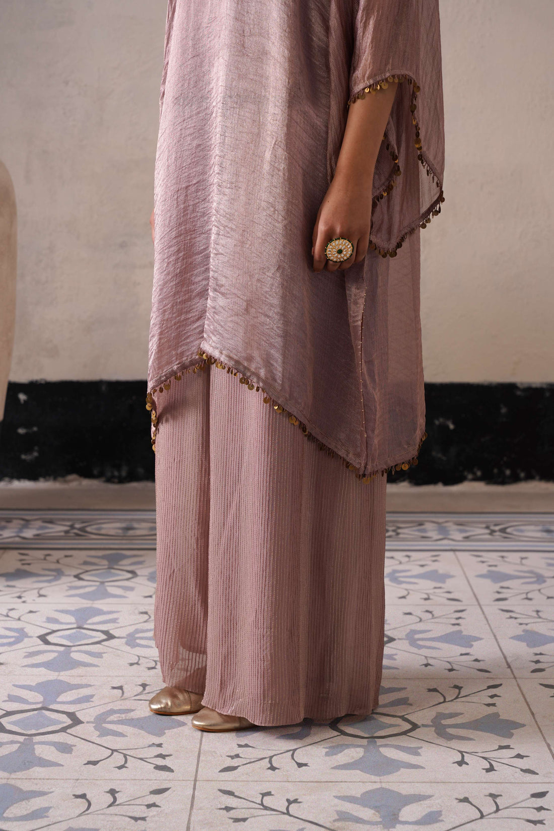 DUSTY MAUVE LONG KAFTAN SET