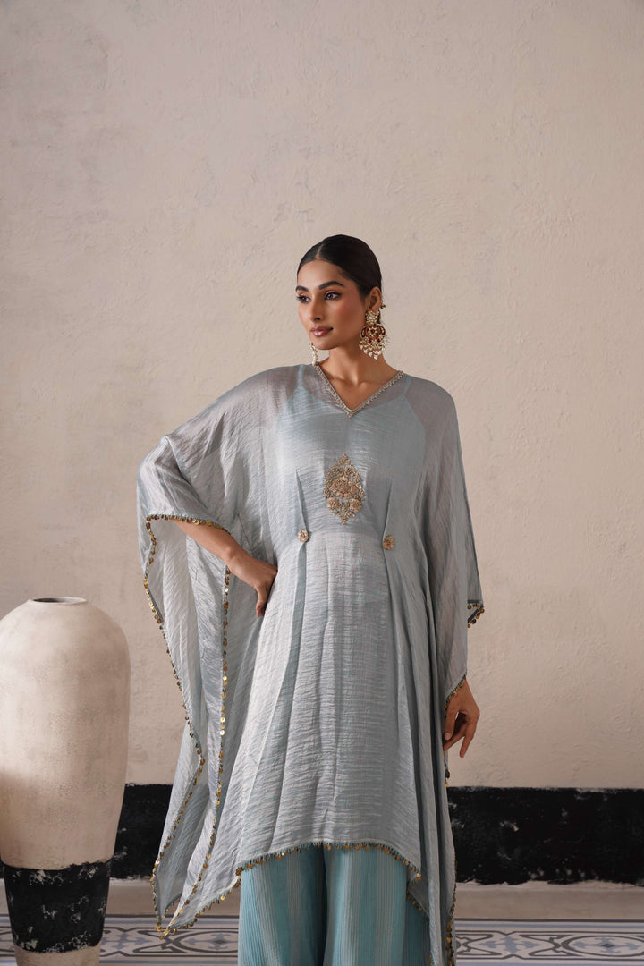 POWDER BLUE LONG KAFTAN SET