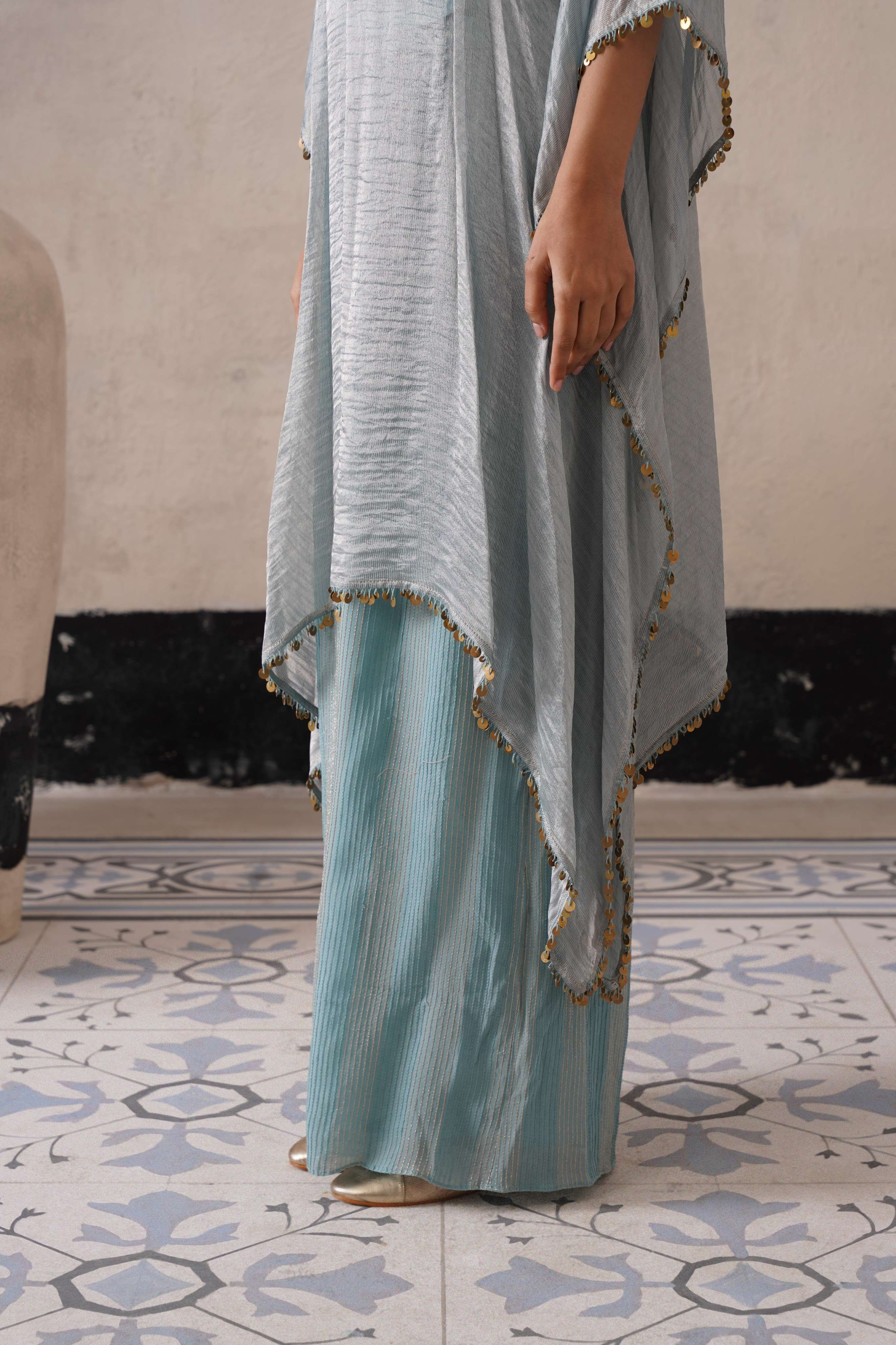 POWDER BLUE LONG KAFTAN SET