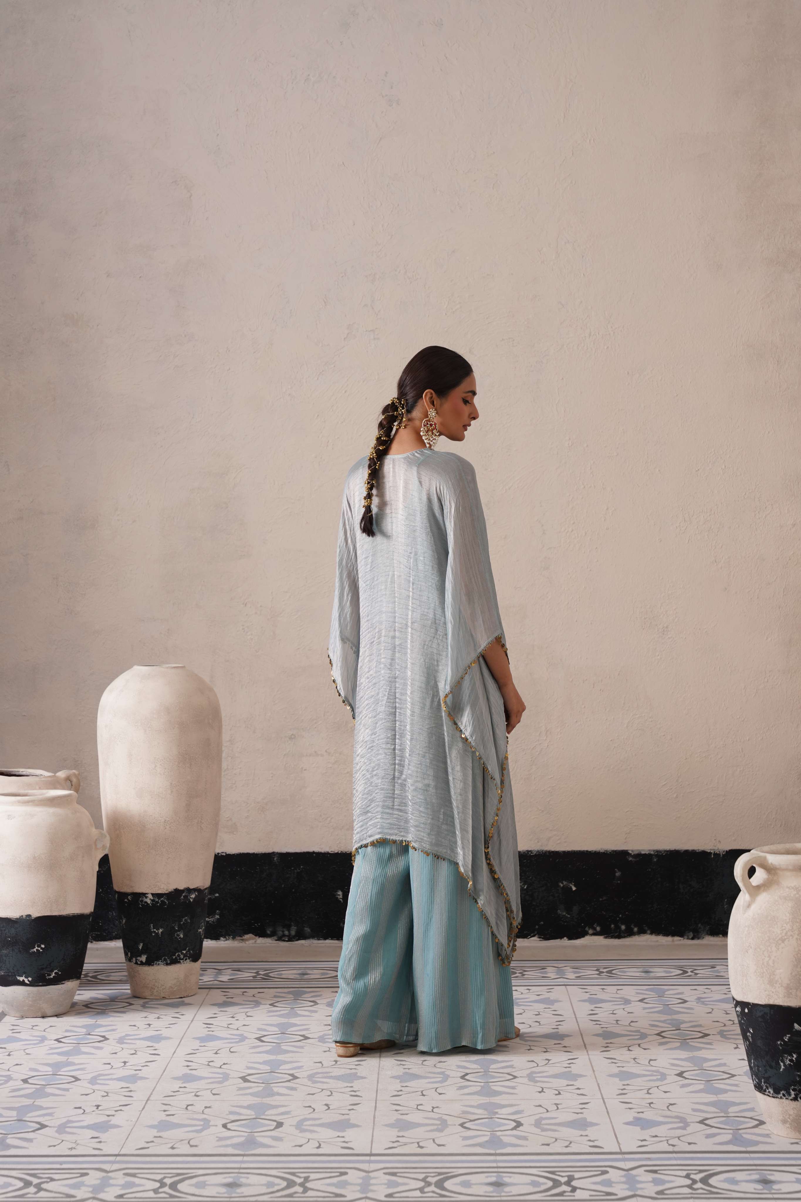 POWDER BLUE LONG KAFTAN SET